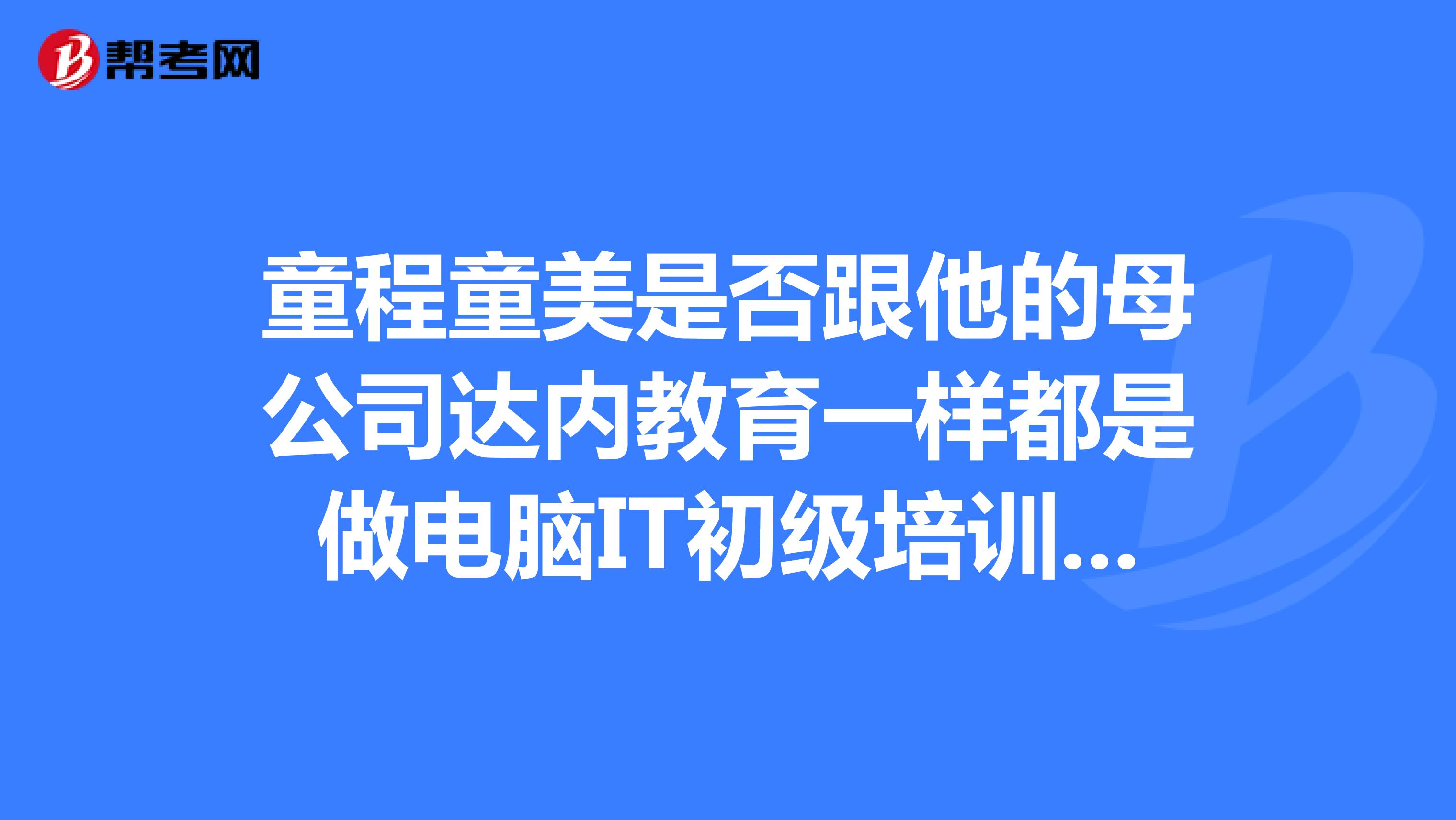 童程童美是否跟他的母公司达内教育一样都是做电脑it初级培训的?