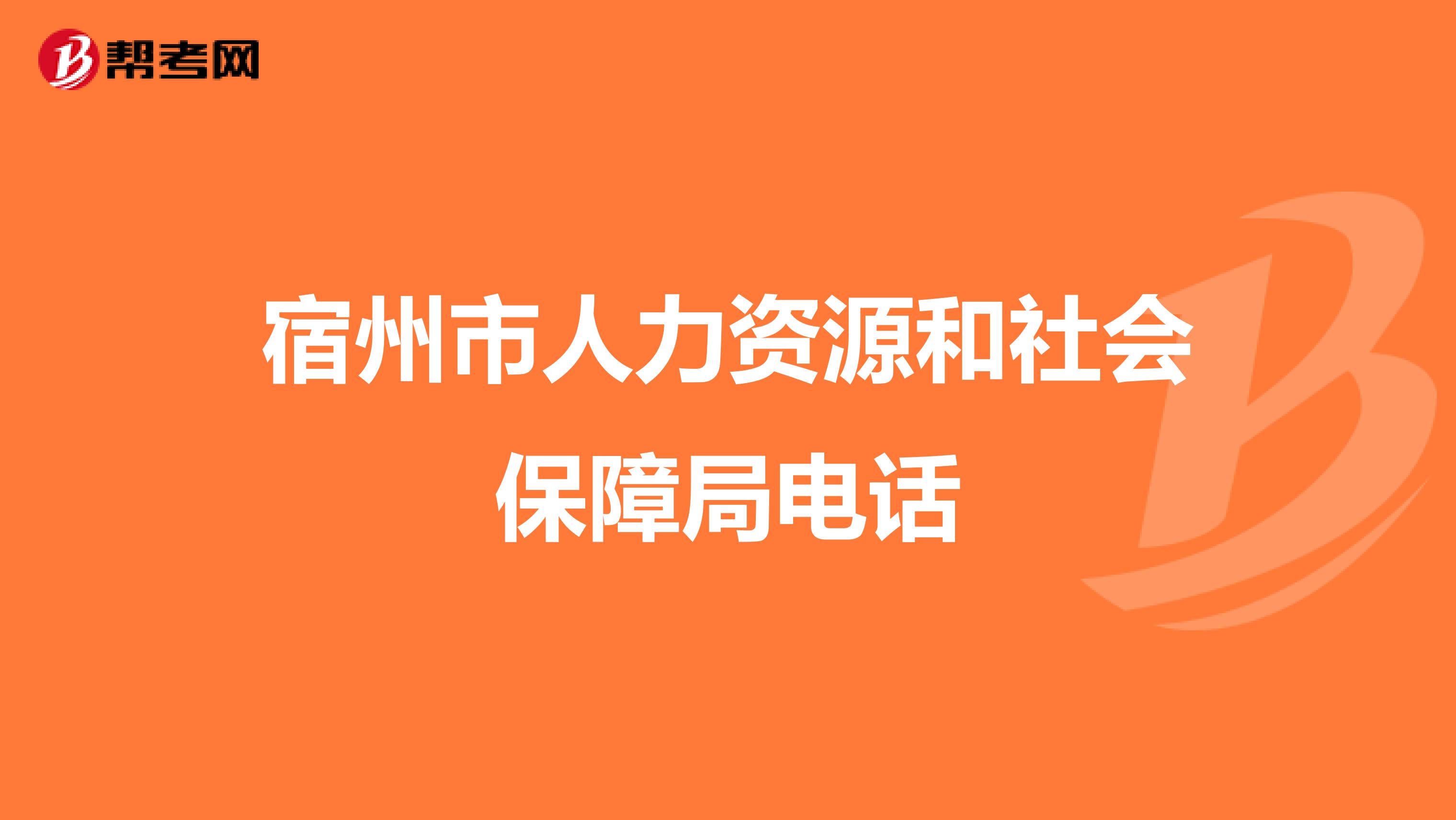 宿州市人力资源和社会保障局电话