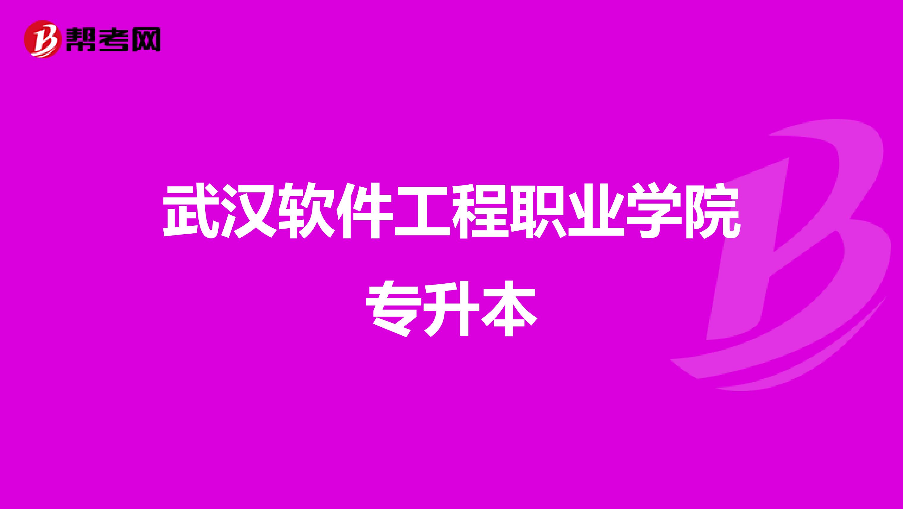 武汉软件工程职业学院专升本