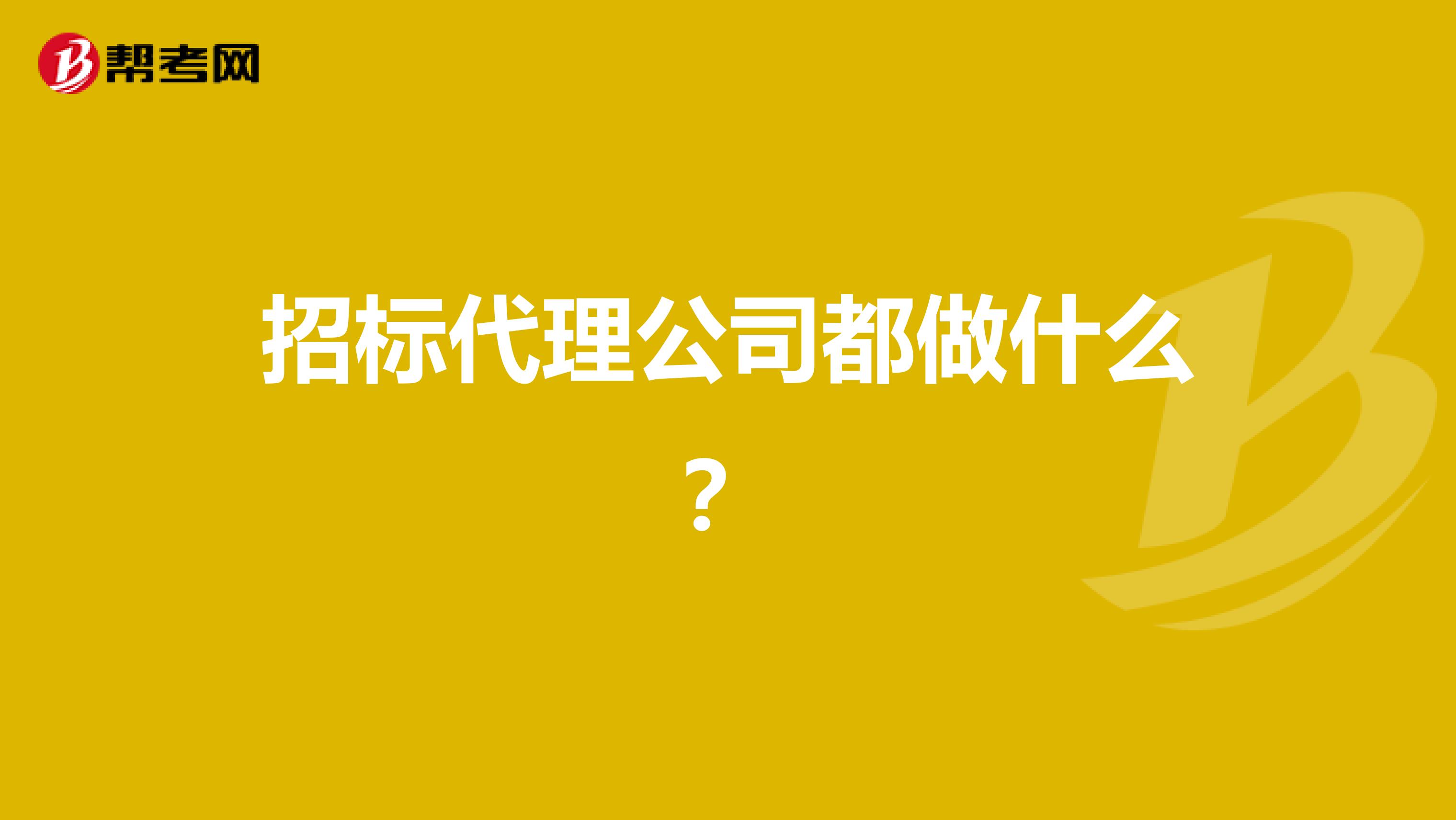 招标代理公司都做什么?