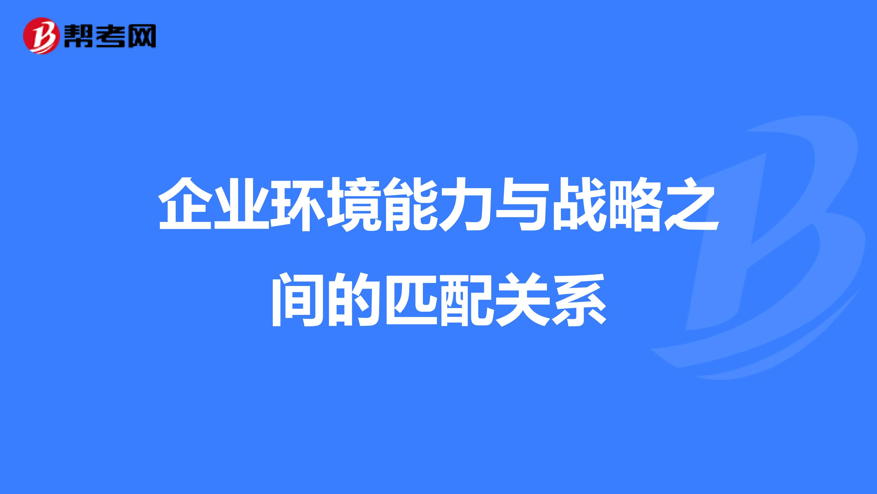 企业环境能力与战略之间的匹配关系