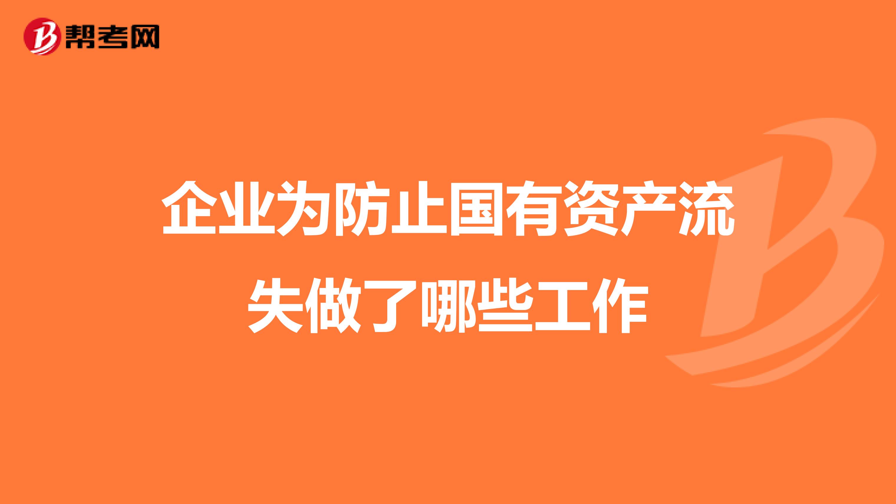 企业为防止国有资产流失做了哪些工作