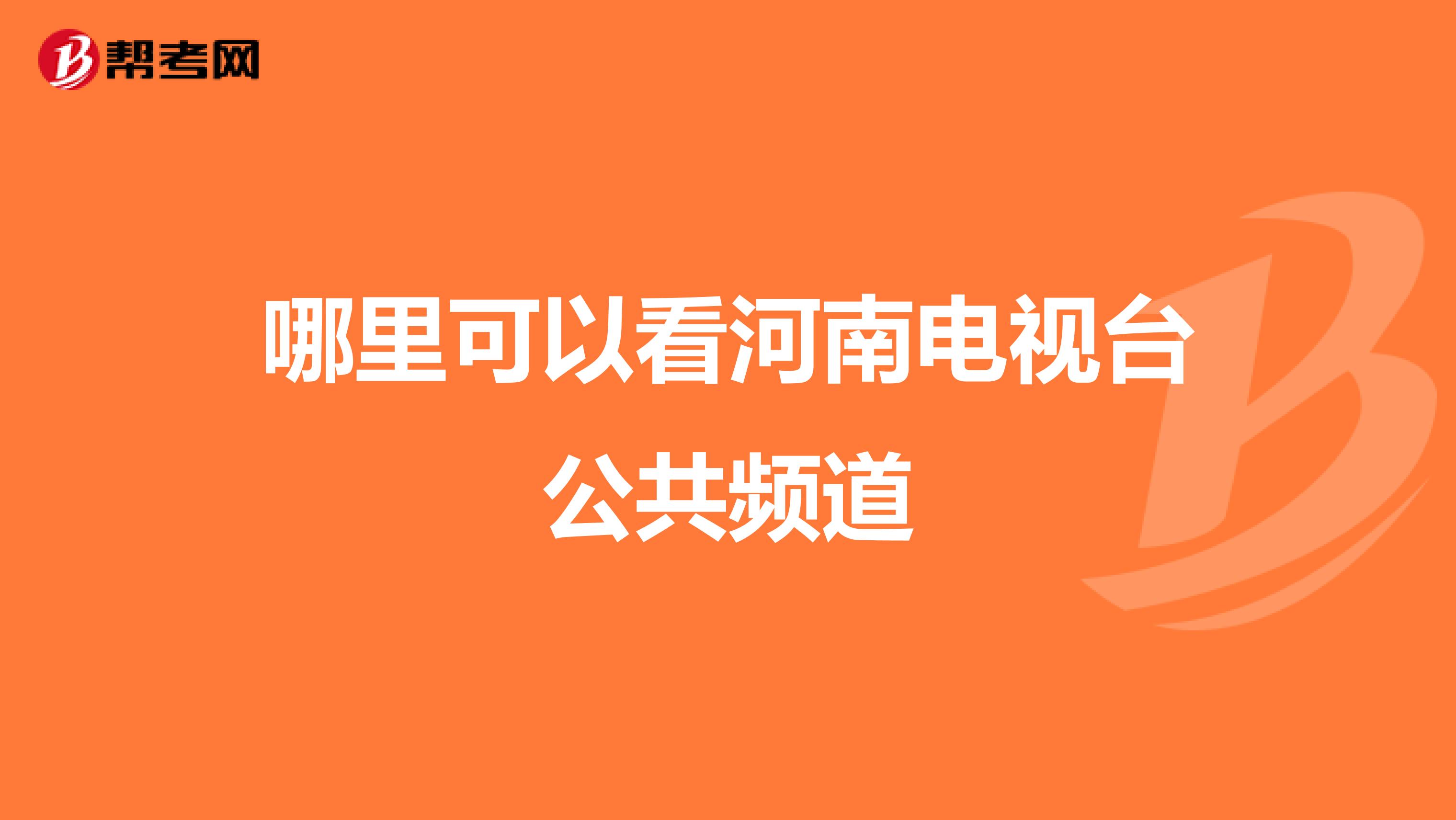 哪里可以看河南电视台公共频道