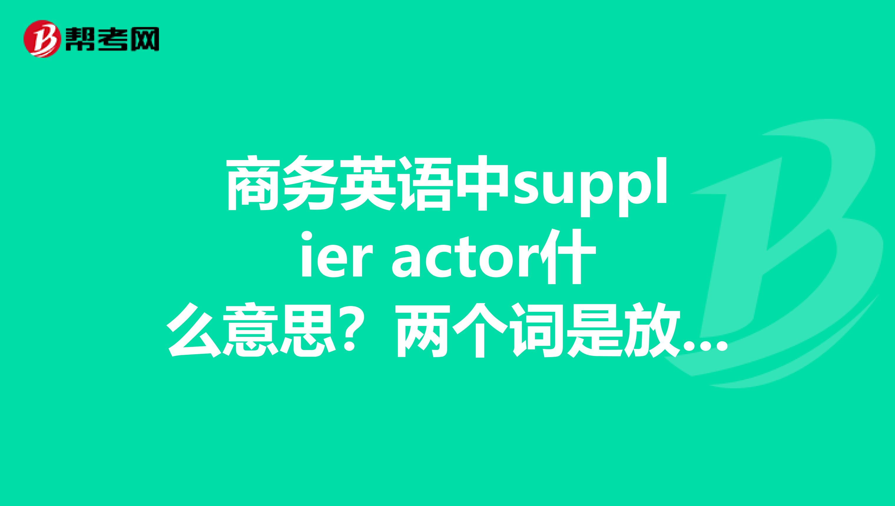 商务英语中supplier actor什么意思?两个词是放在一起的