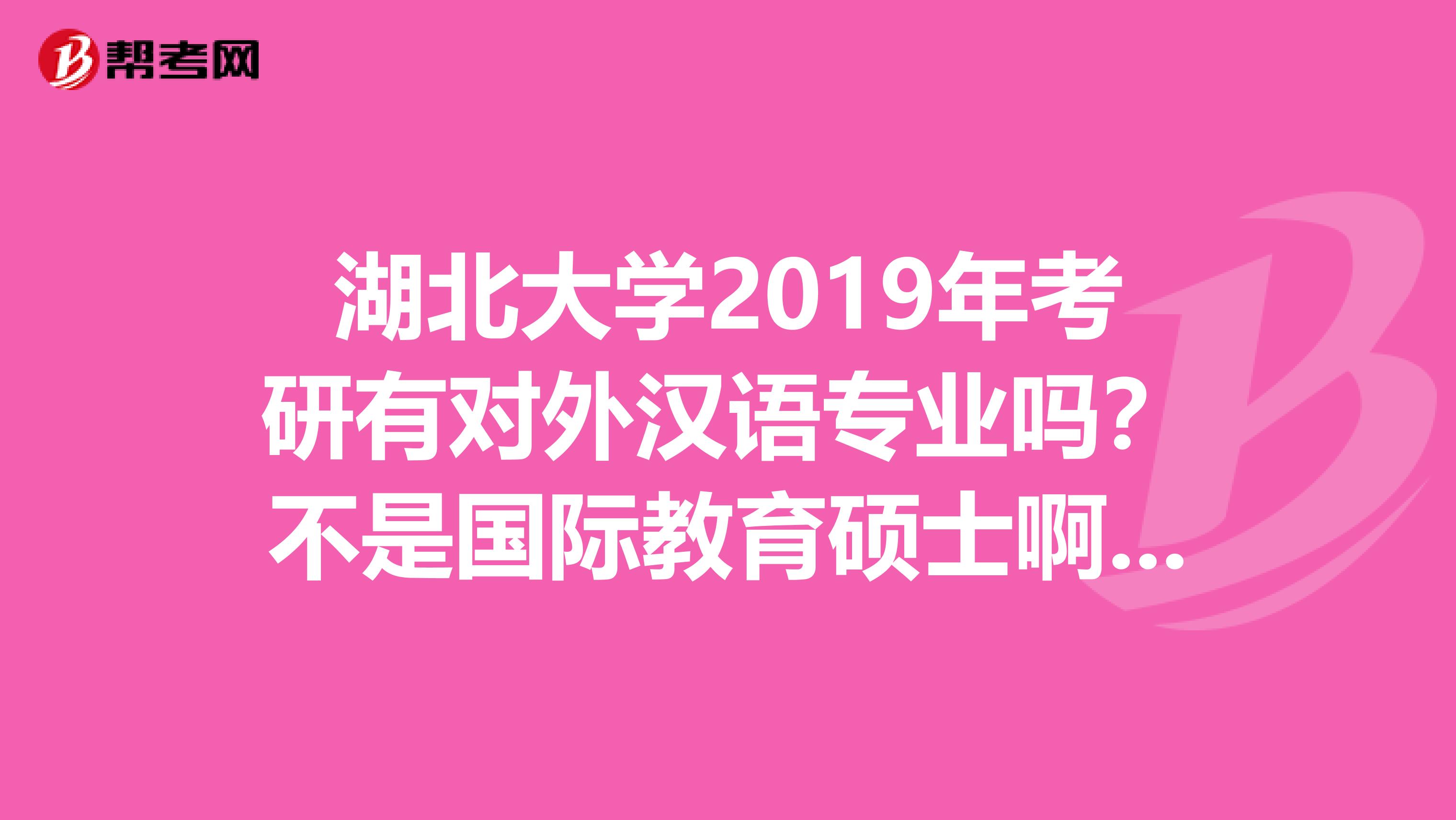 湖北大学2019年考研有对外汉语专业吗?