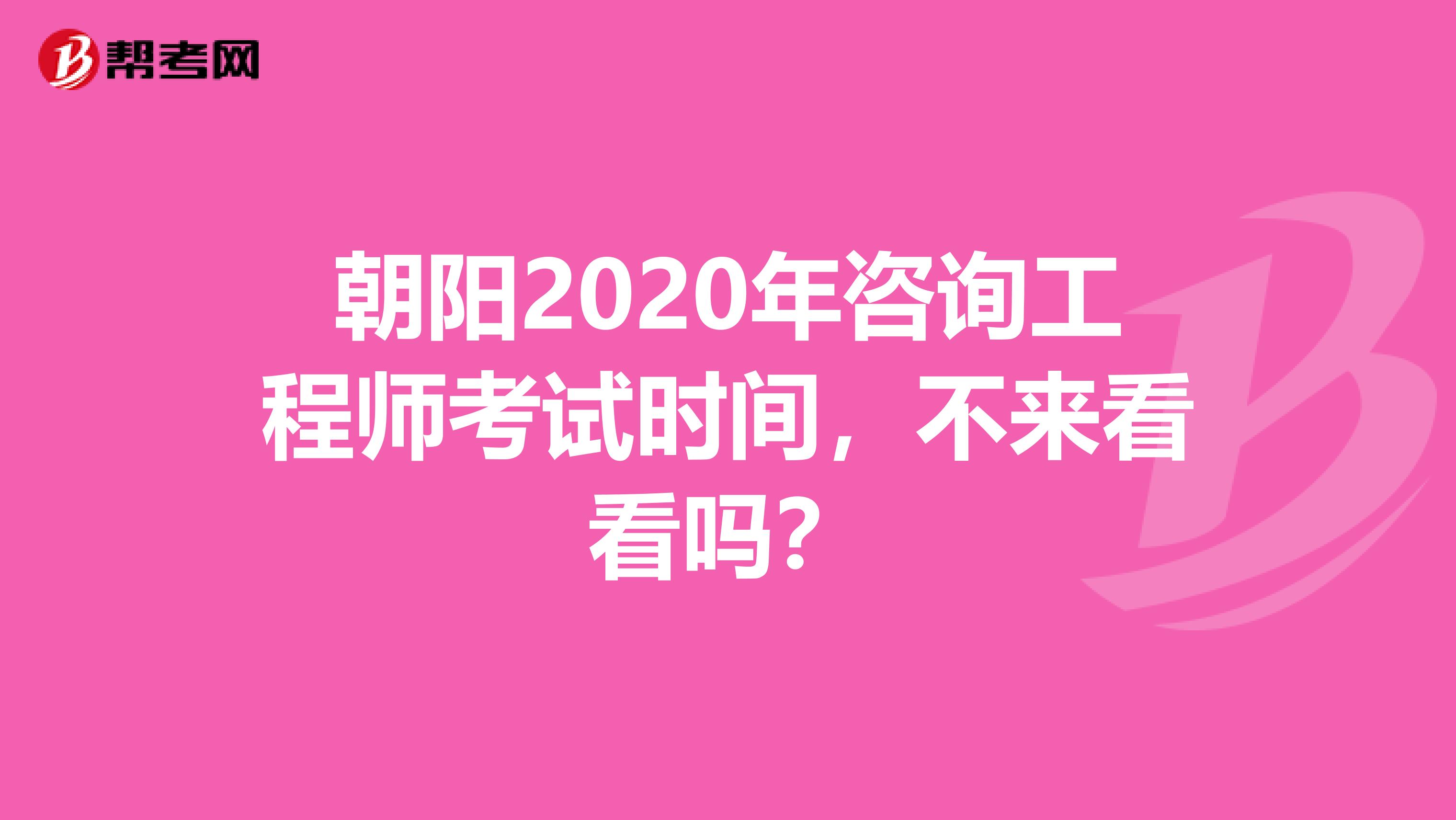 朝阳2020年咨询工程师考试时间，不来看看吗？