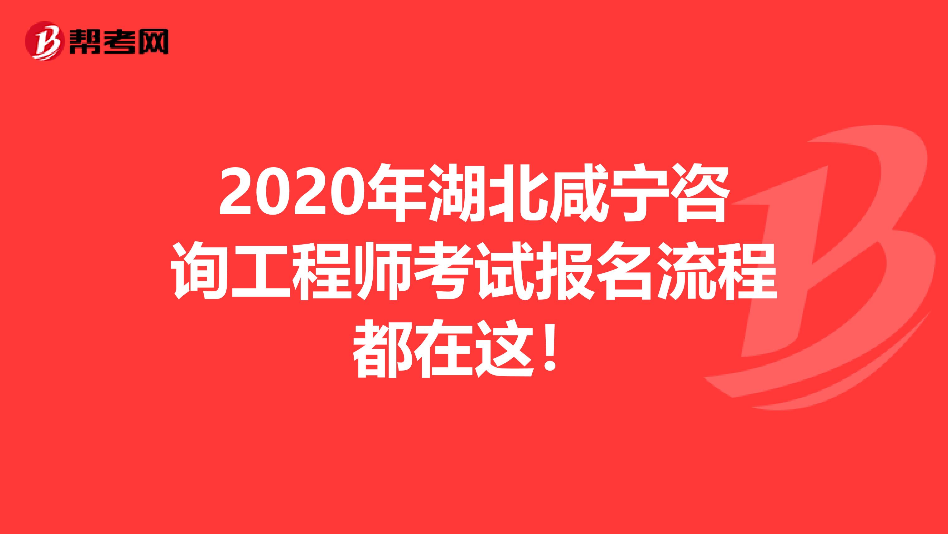 2020年湖北咸宁咨询工程师考试报名流程都在这！