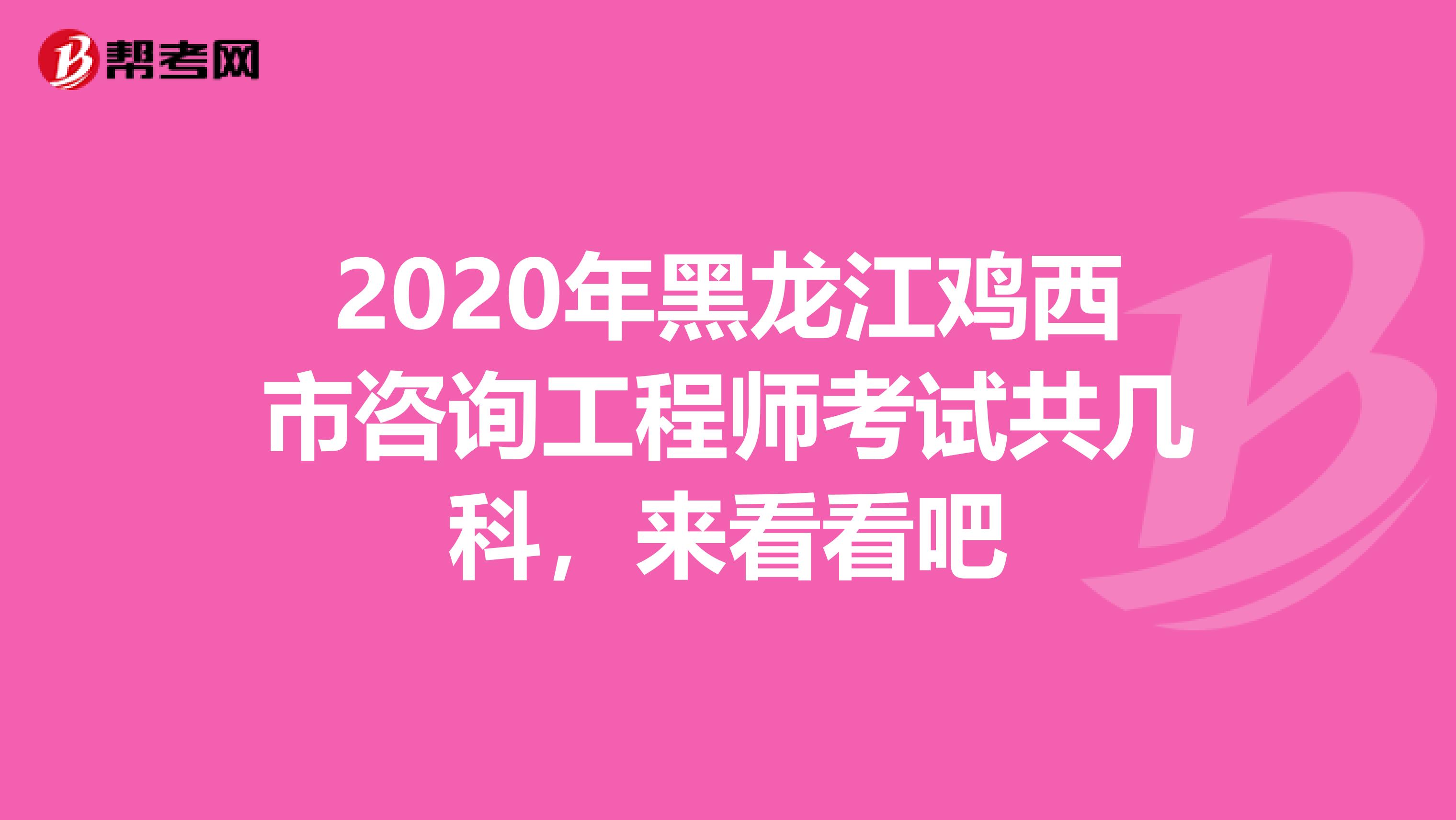 2020年黑龙江鸡西市咨询工程师考试共几科，来看看吧