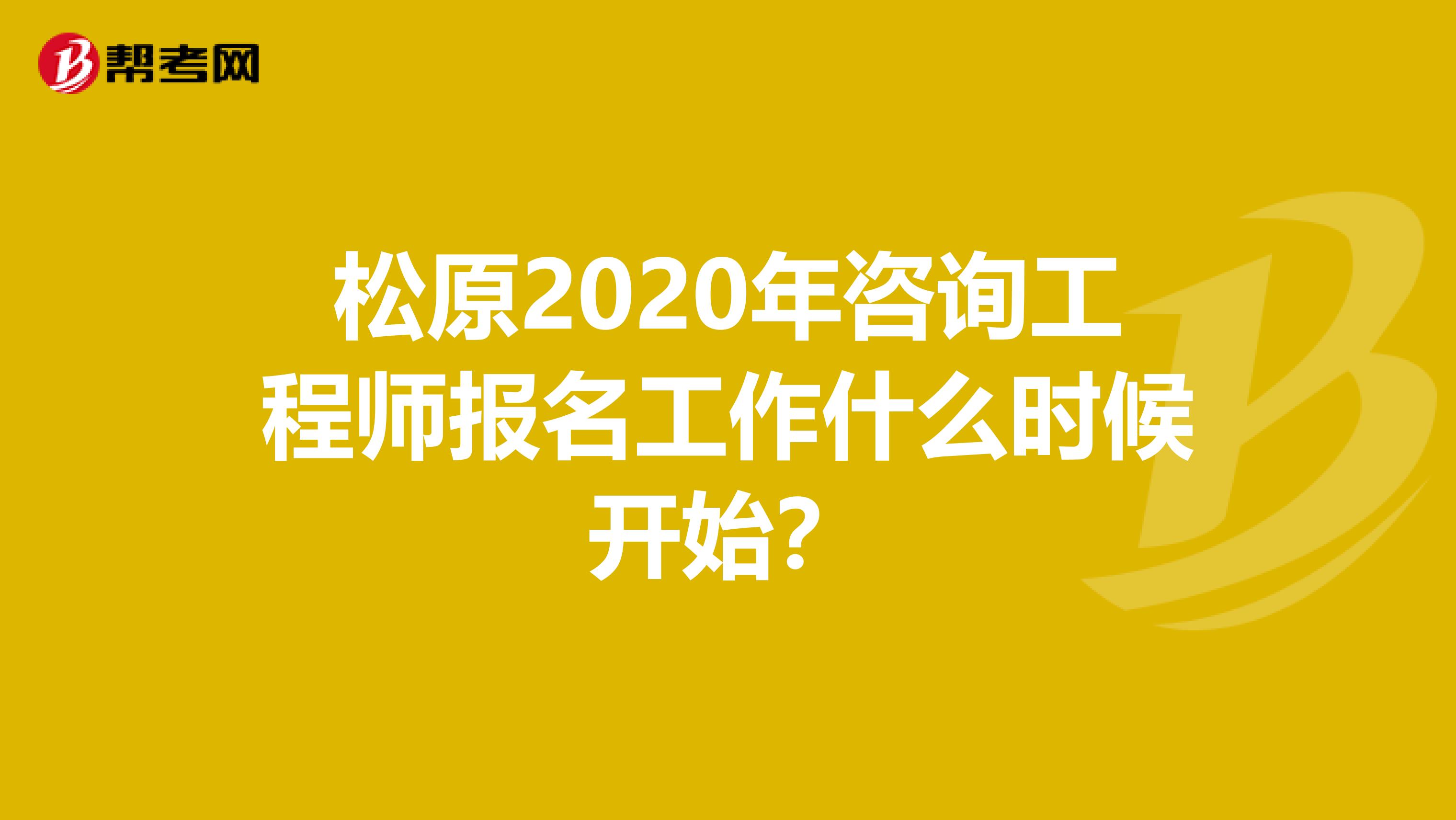 松原2020年咨询工程师报名工作什么时候开始？