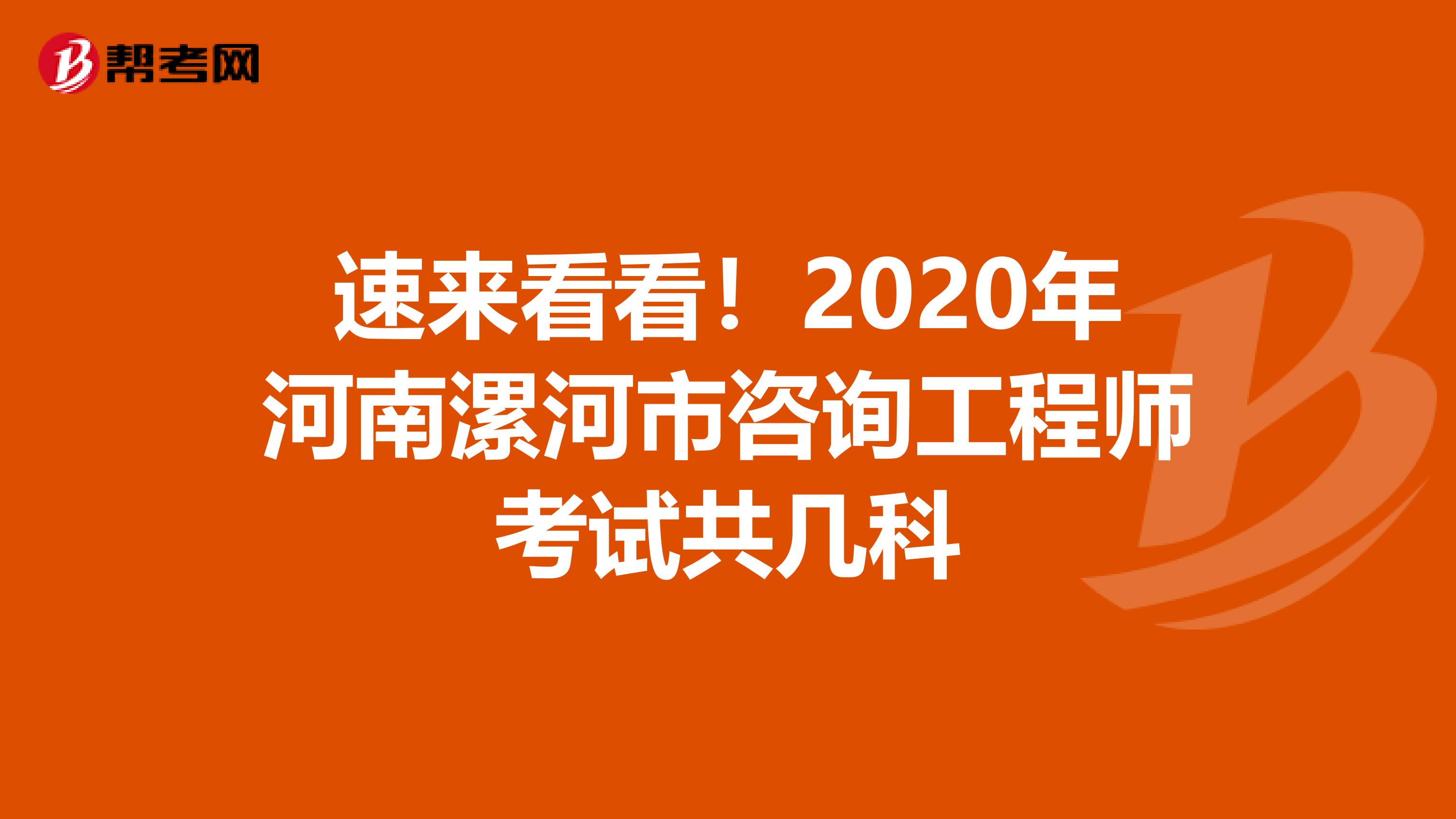 速来看看！2020年河南漯河市咨询工程师考试共几科
