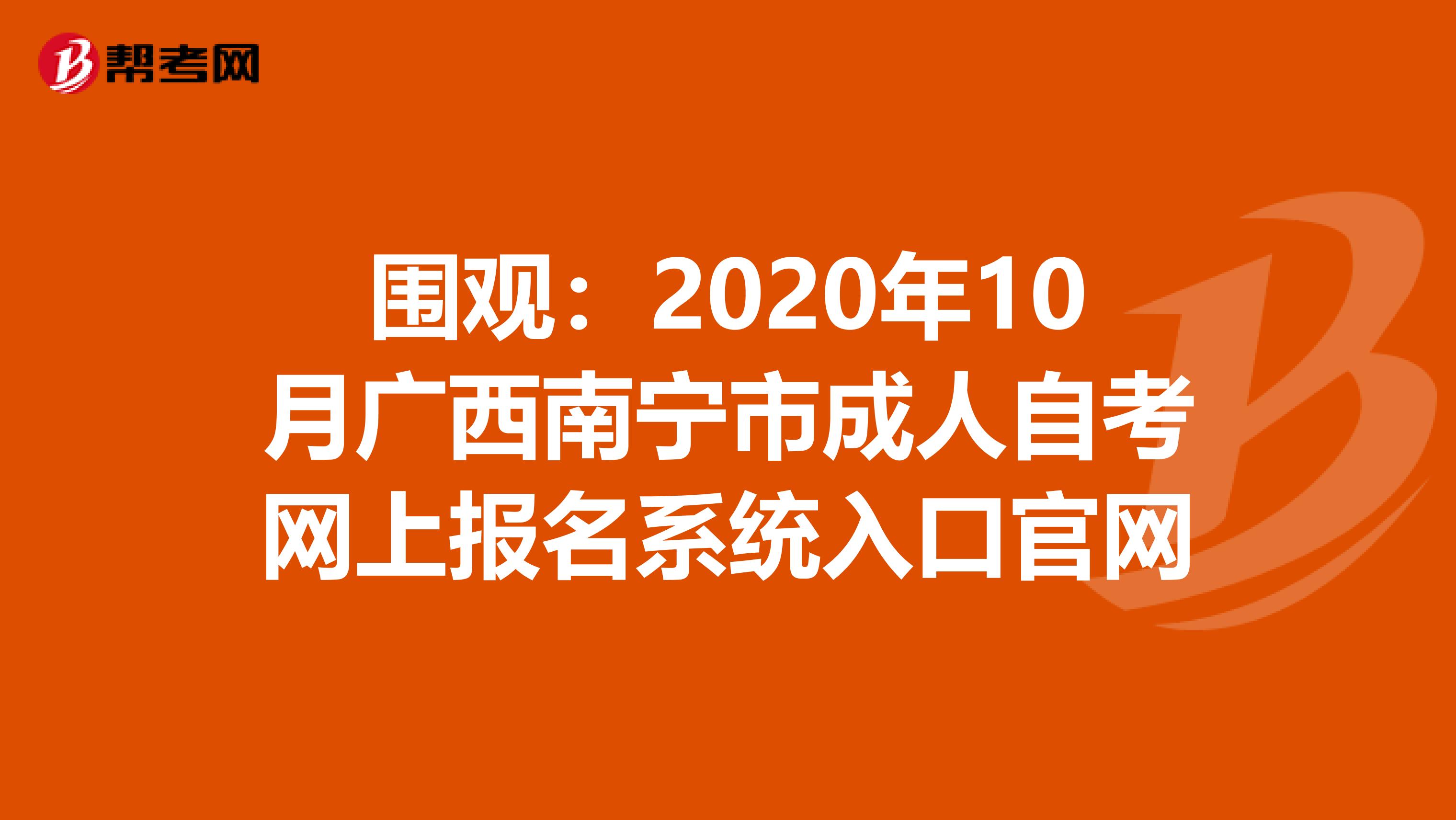 围观：2020年10月广西南宁市成人自考网上报名系统入口官网