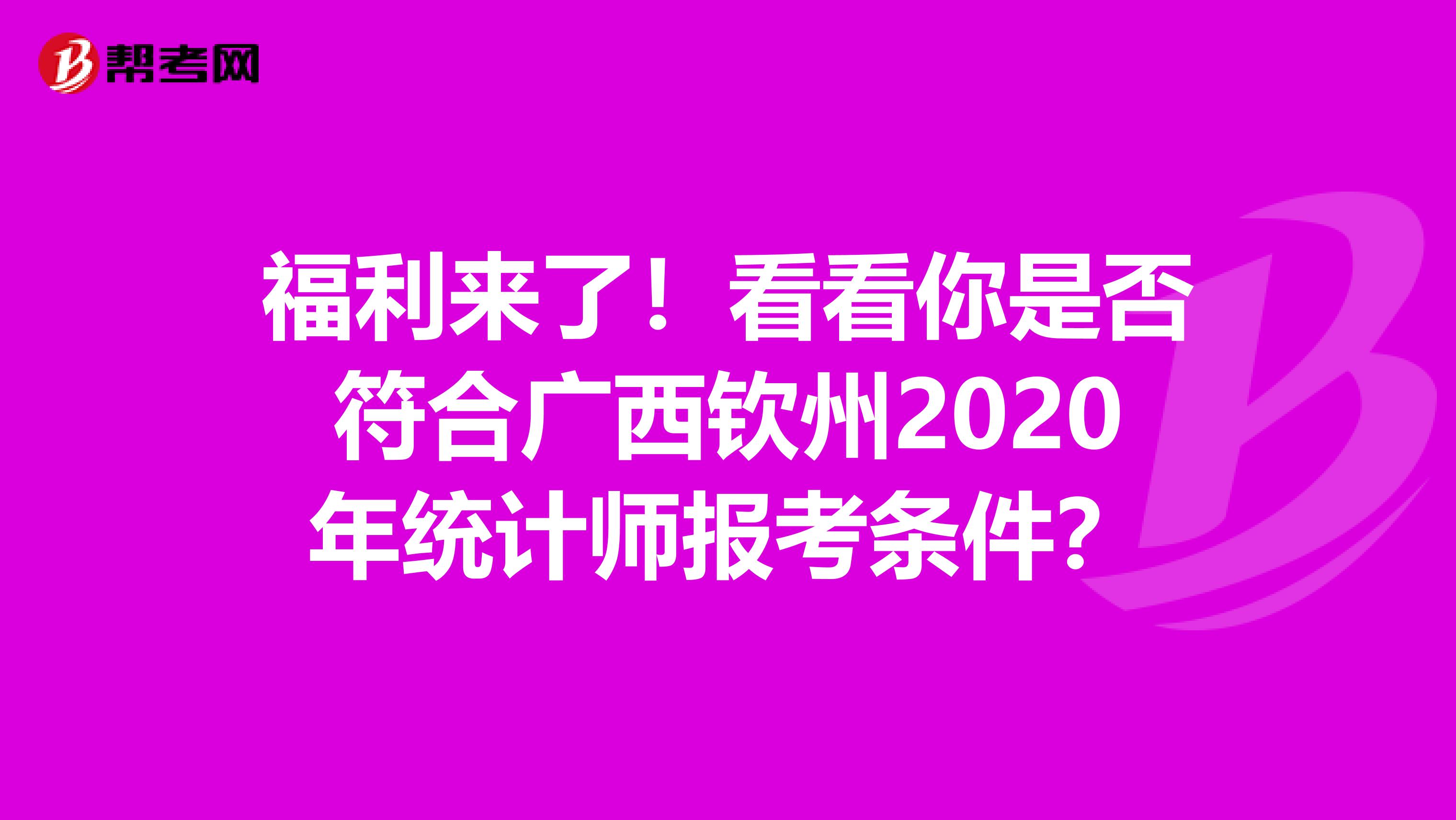 福利来了！看看你是否符合广西钦州2020年统计师报考条件？