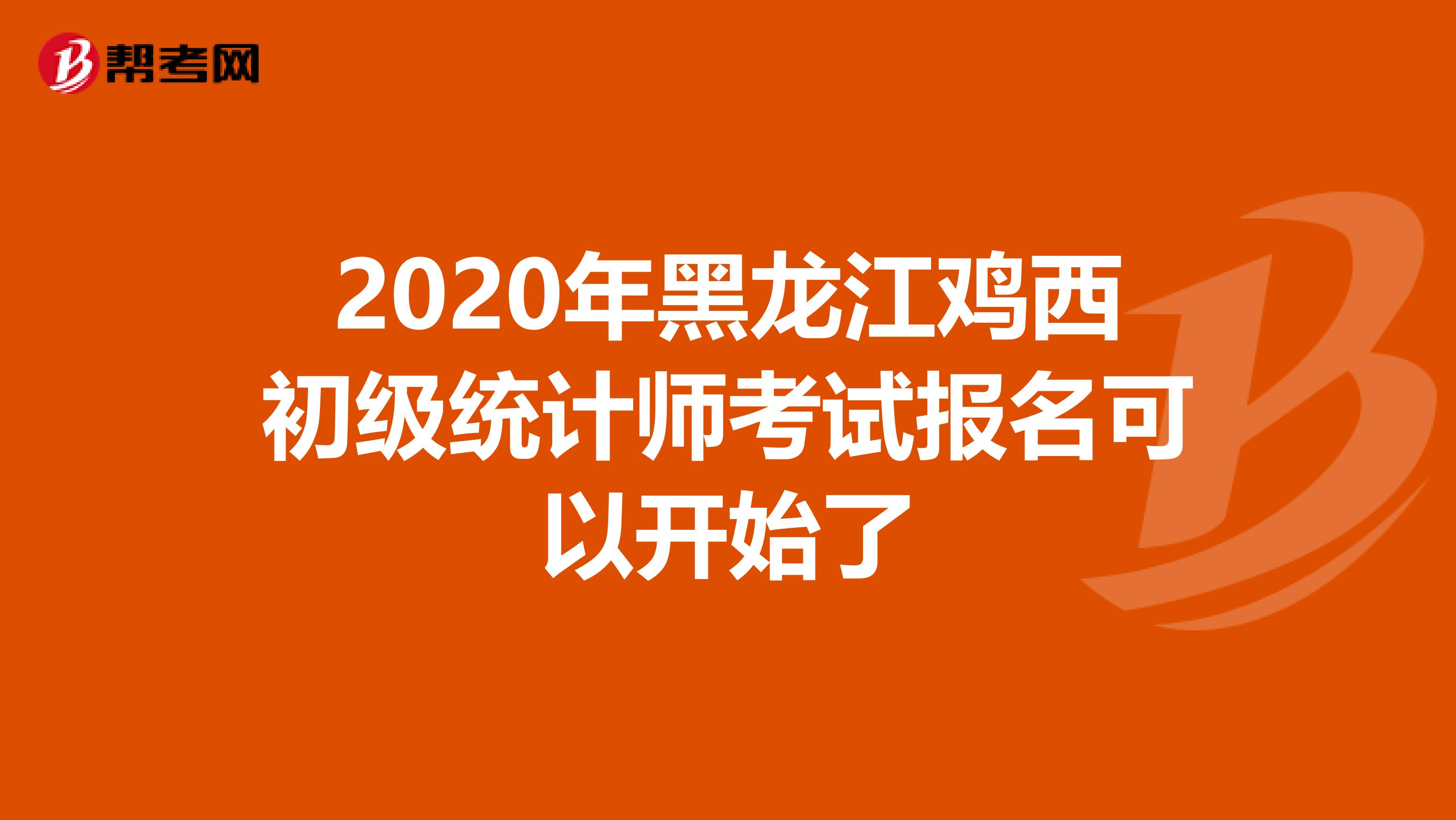 2020年黑龙江鸡西初级统计师考试报名可以开始了