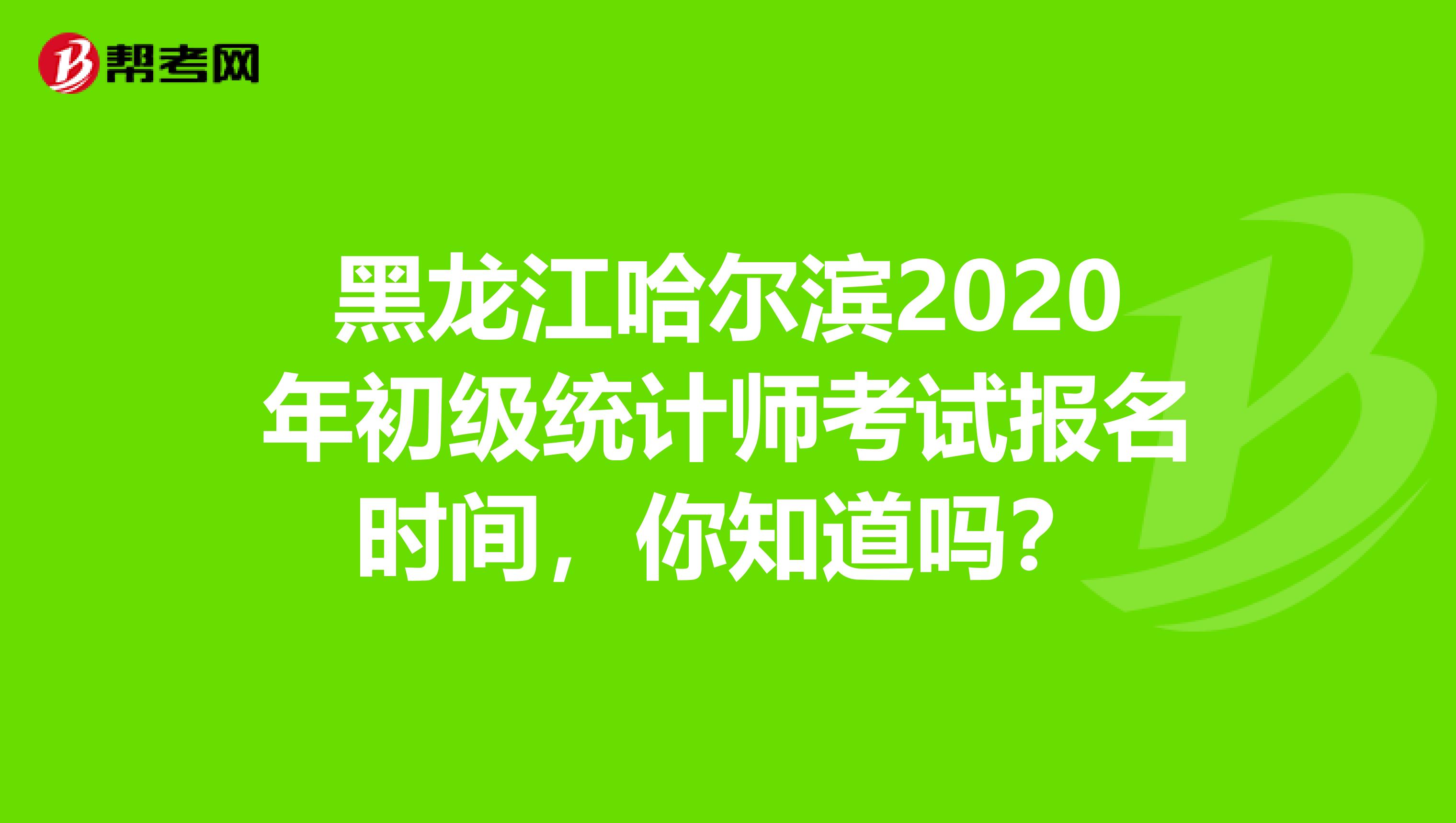 黑龙江哈尔滨2020年初级统计师考试报名时间，你知道吗？