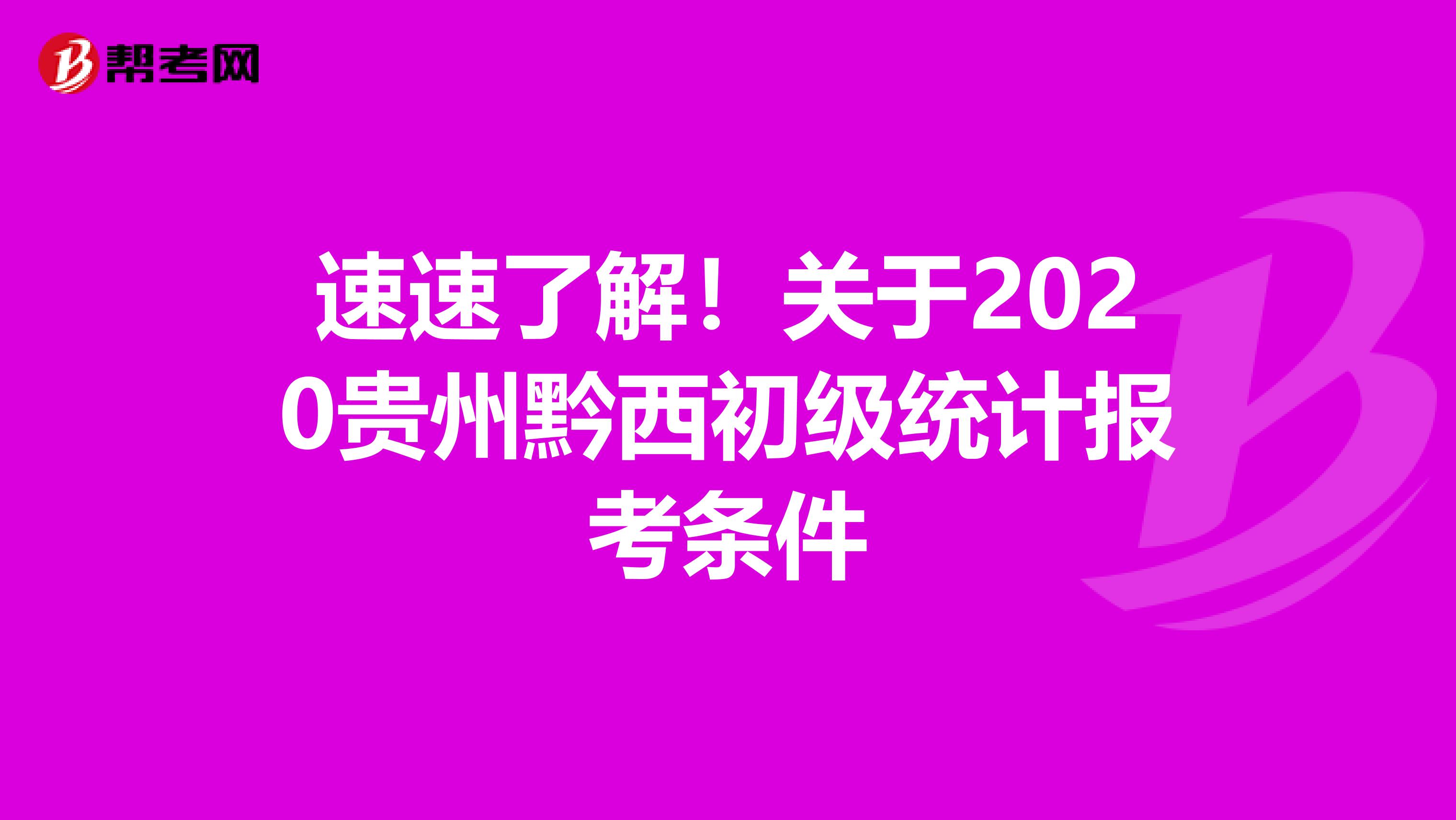 速速了解！关于2020贵州黔西初级统计报考条件