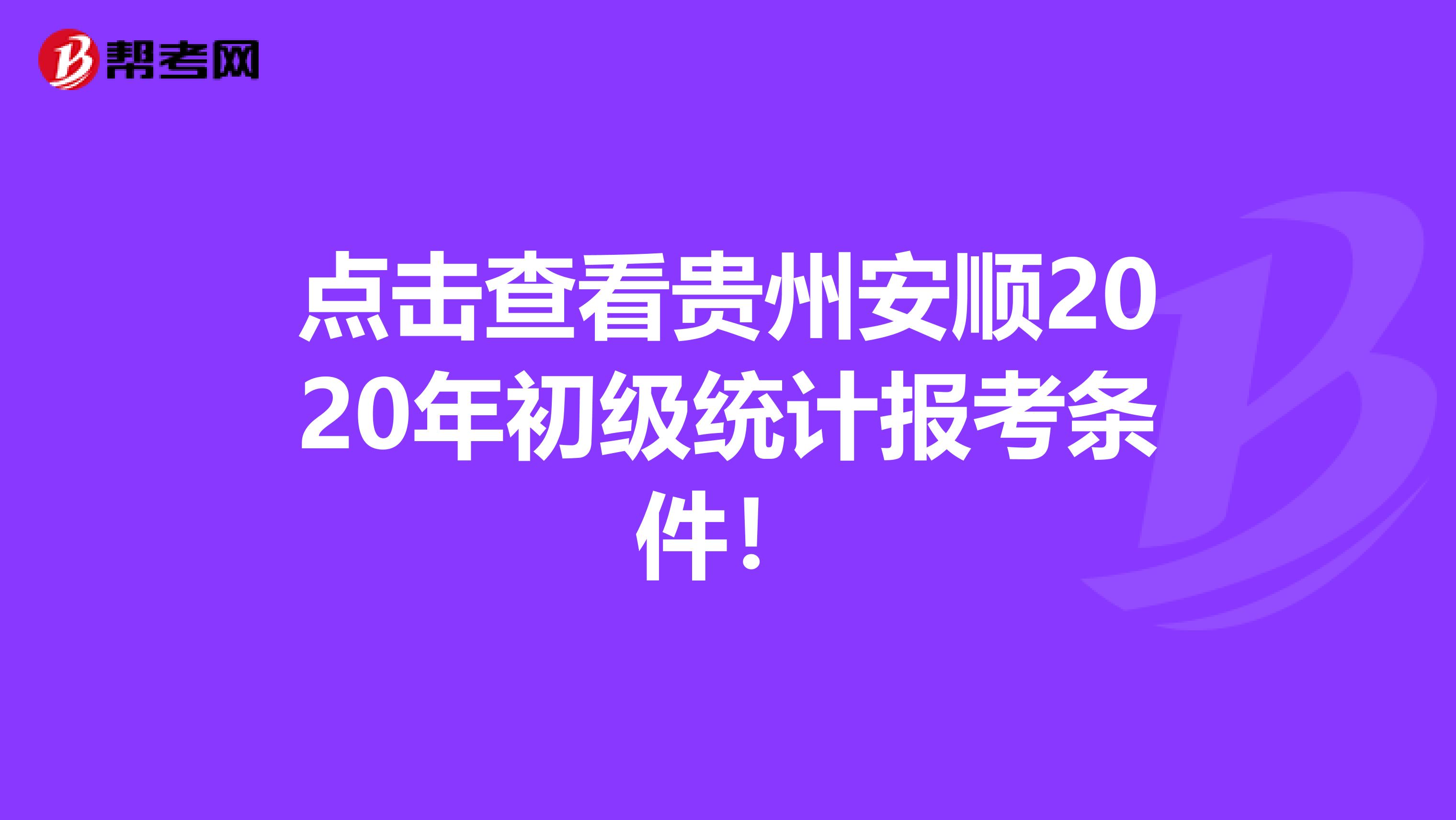 点击查看贵州安顺2020年初级统计报考条件！