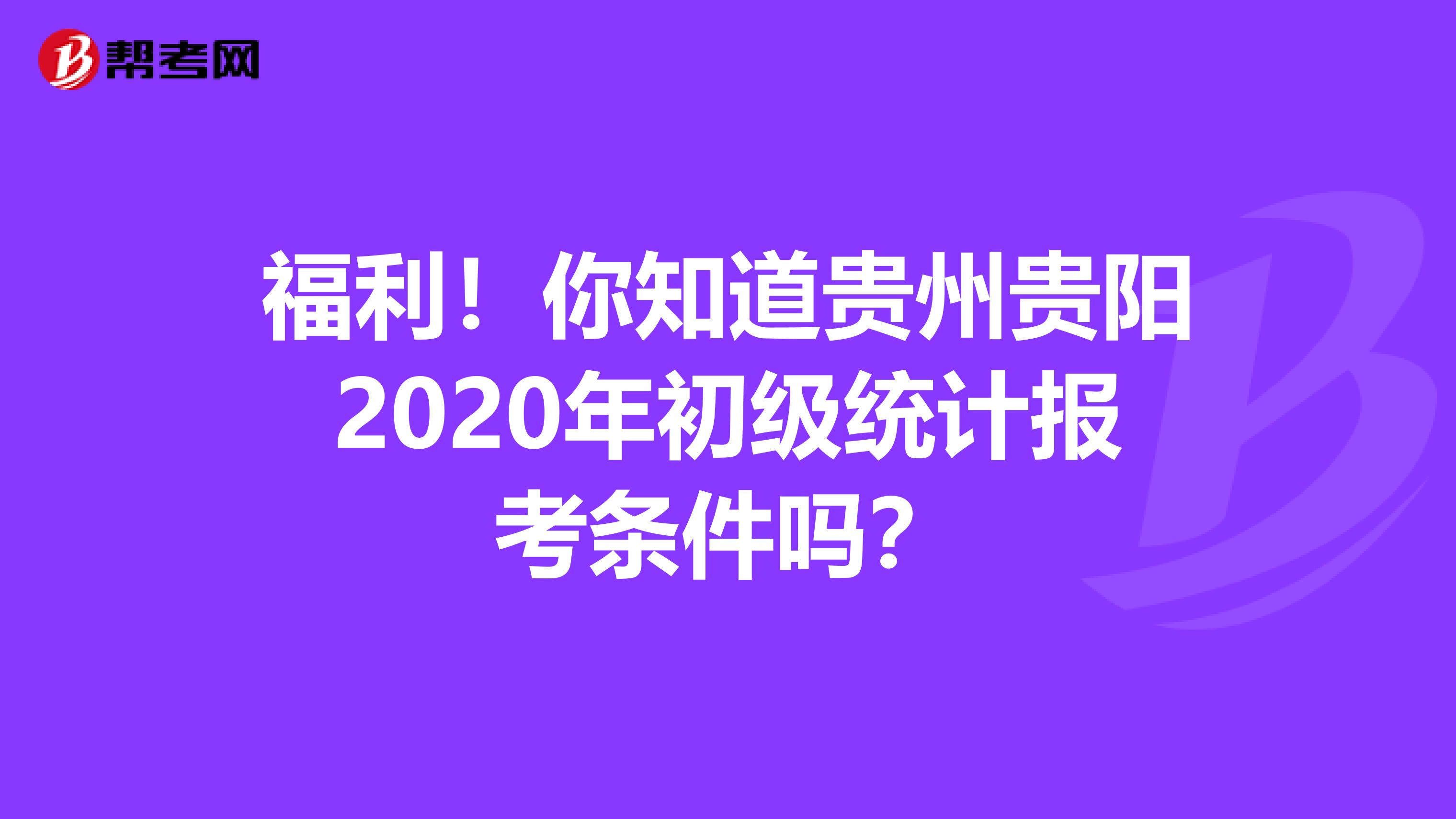 福利！你知道貴州貴陽2020年初級統計報考條件嗎？