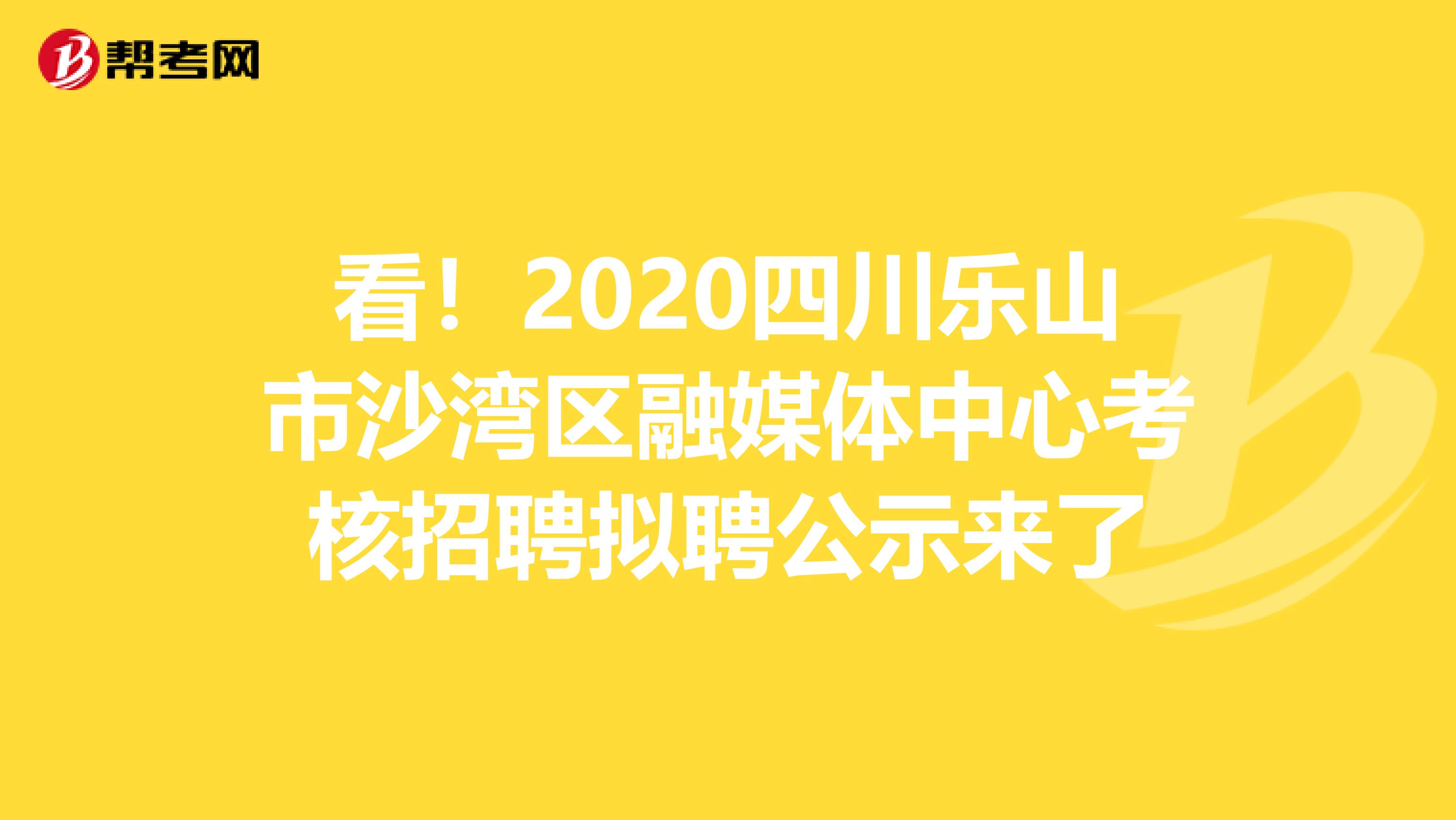 看！2020四川乐山市沙湾区融媒体中心考核招聘拟聘公示来了