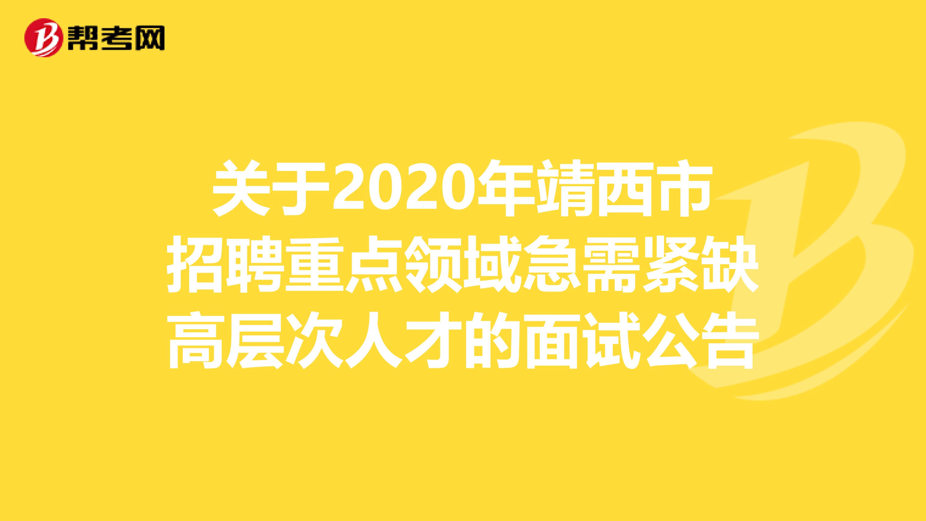關于2020年靖西市招聘重點領域急需緊缺高層次人才的面試公告
