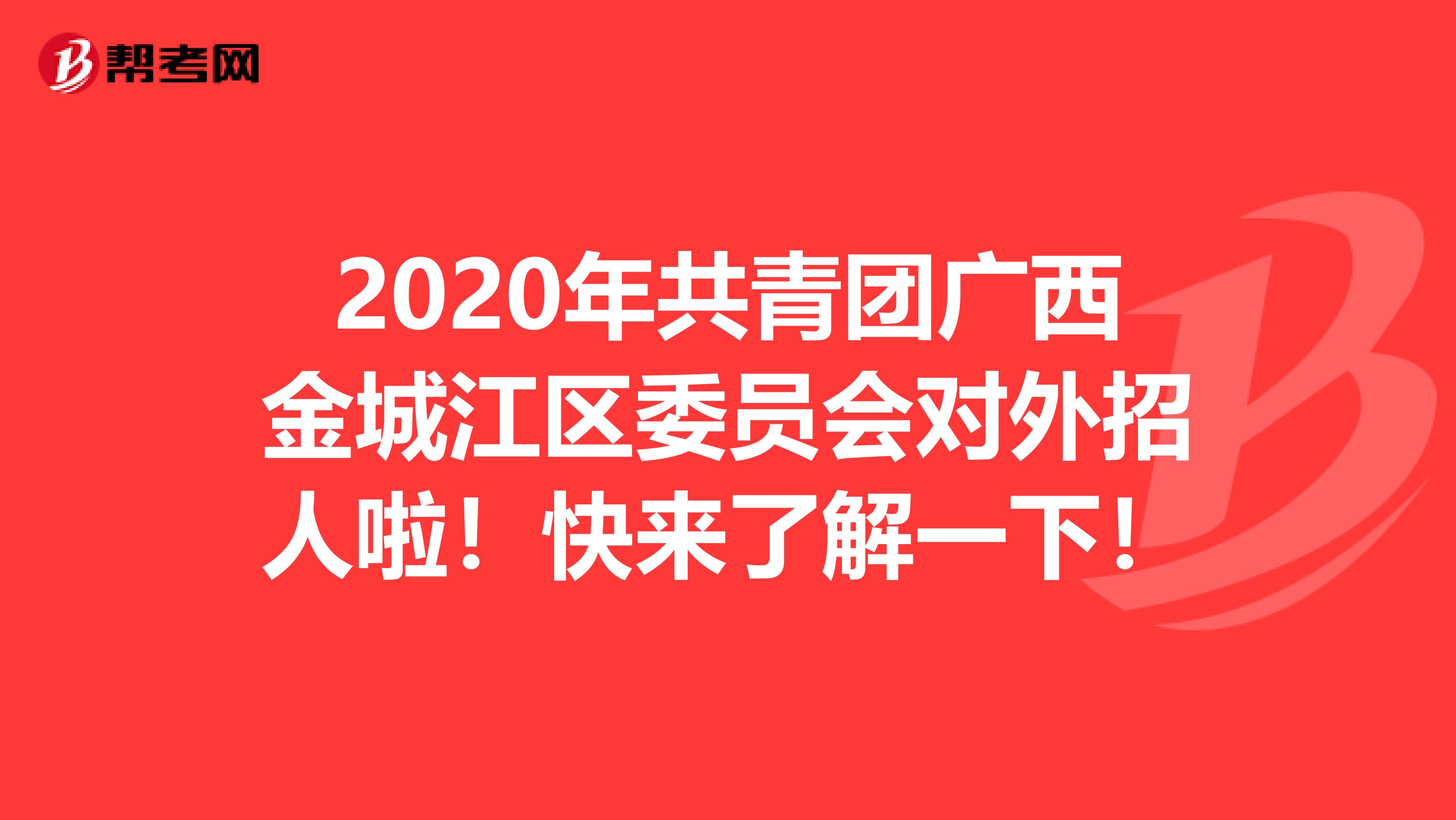 2020年共青团广西金城江区委员会对外招人啦！快来了解一下！