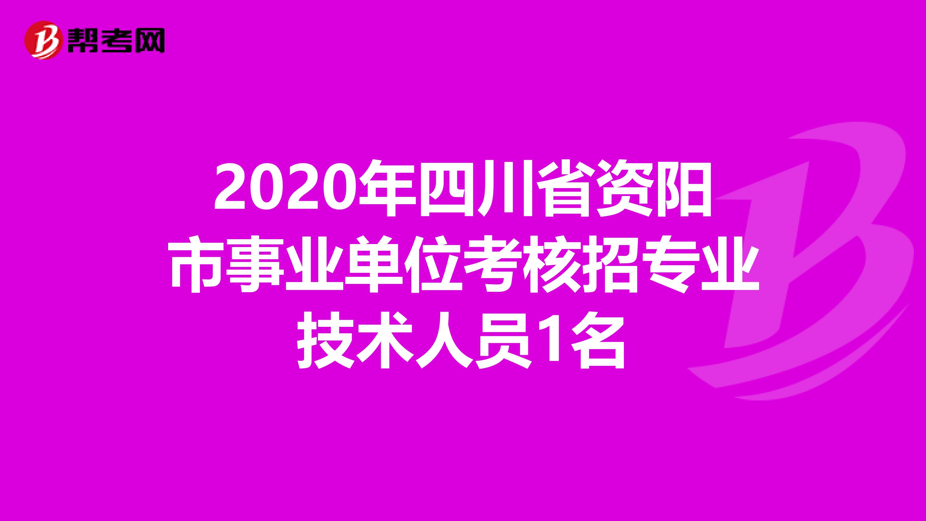 2020年四川省资阳市事业单位考核招专业技术人员1名