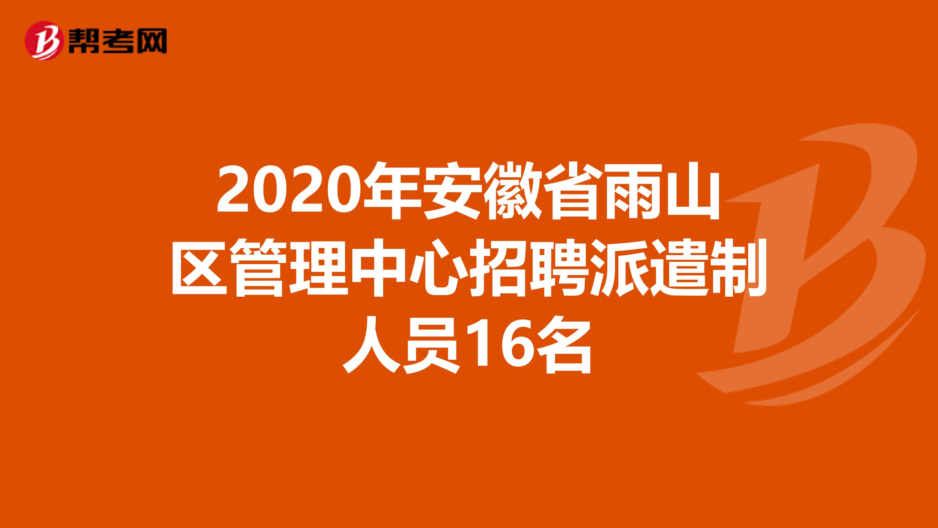 2020年安徽省雨山区管理中心招聘派遣制人员16名