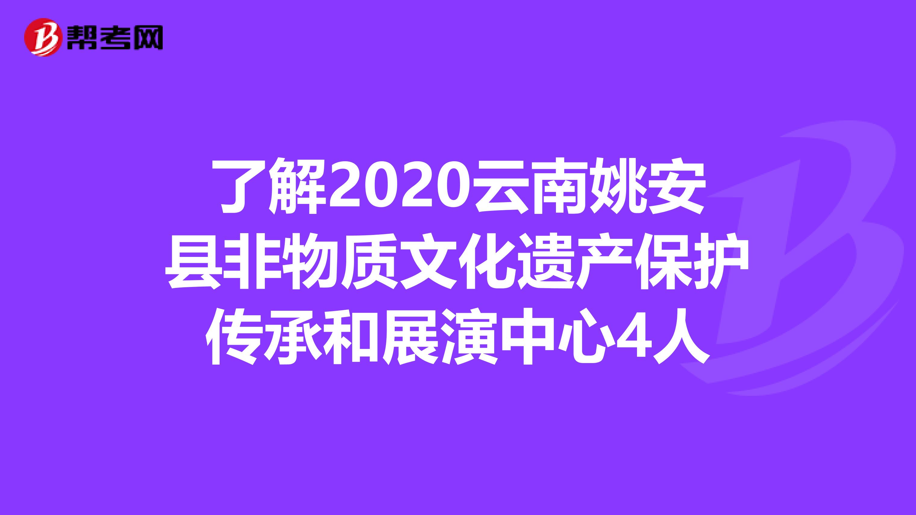了解2020云南姚安县非物质文化遗产保护传承和展演中心4人