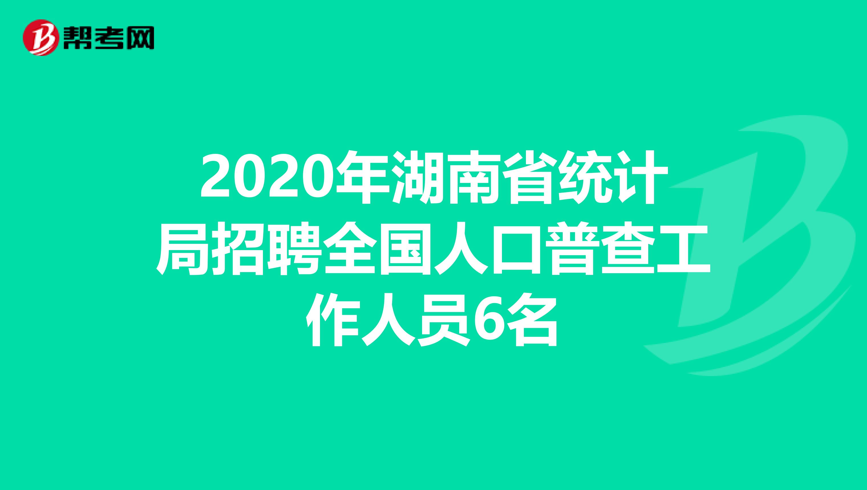 2020年湖南省统计局招聘全国人口普查工作人员6名