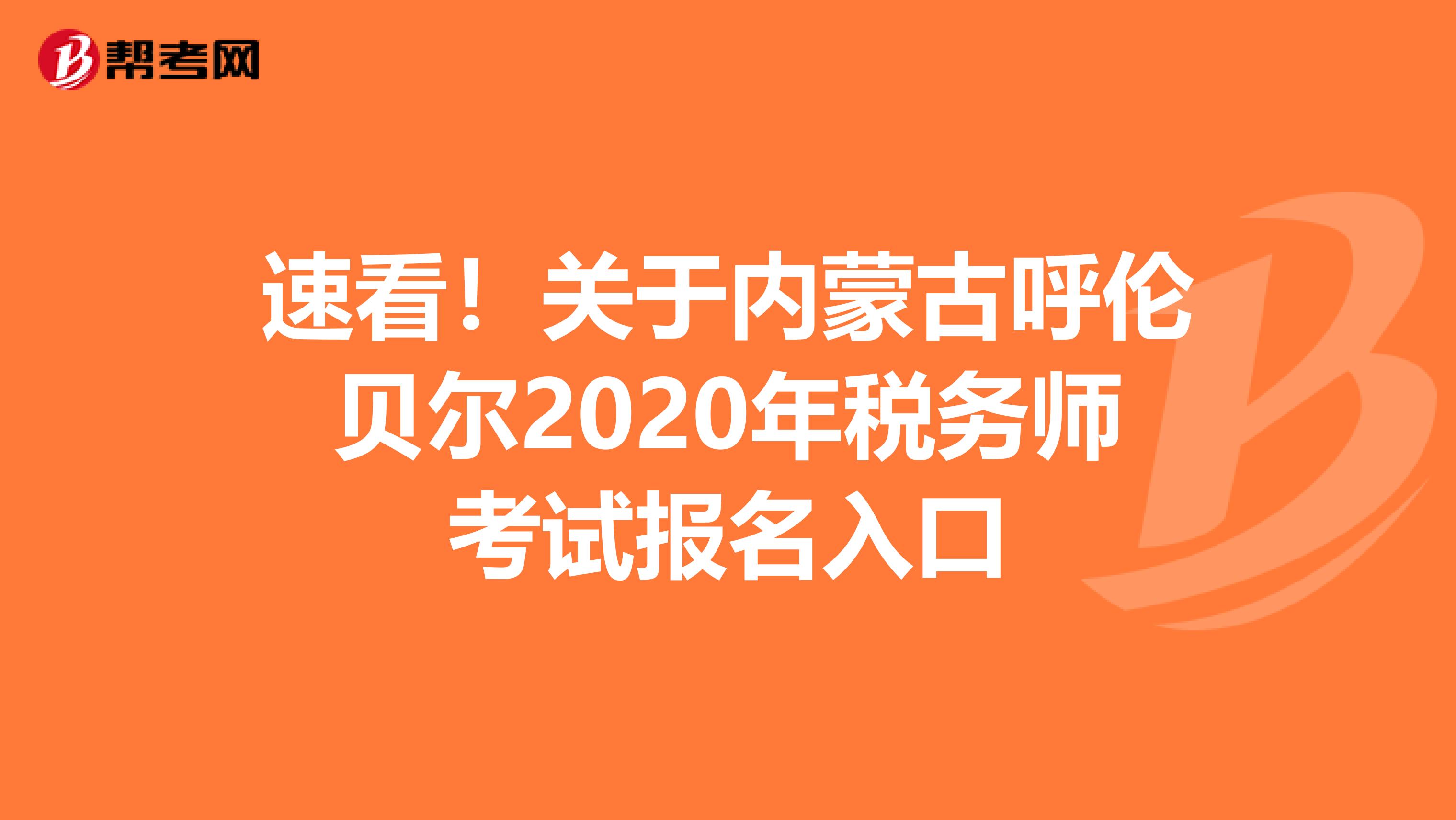 速看！关于内蒙古呼伦贝尔2020年税务师考试报名入口