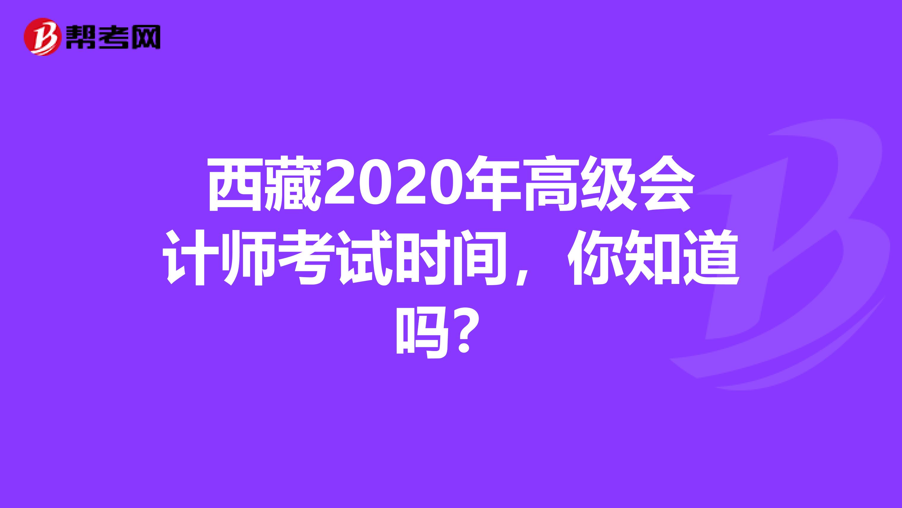 西藏2020年高级会计师考试时间，你知道吗？