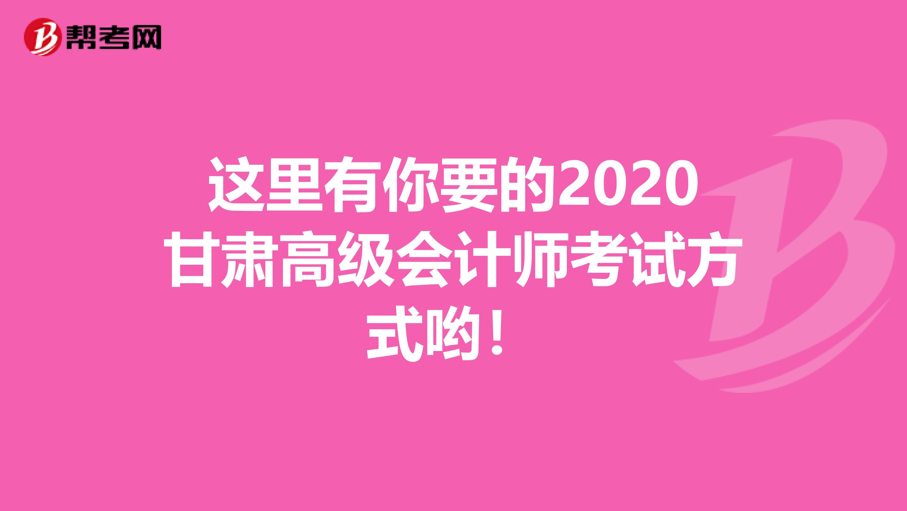 這里有你要的2020甘肅高級會計師考試方式喲！