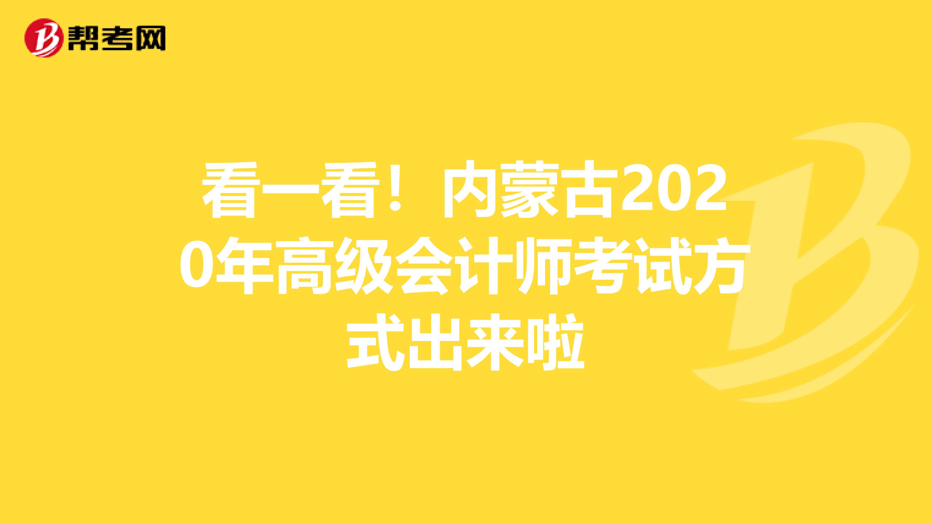 看一看！内蒙古2020年高级会计师考试方式出来啦