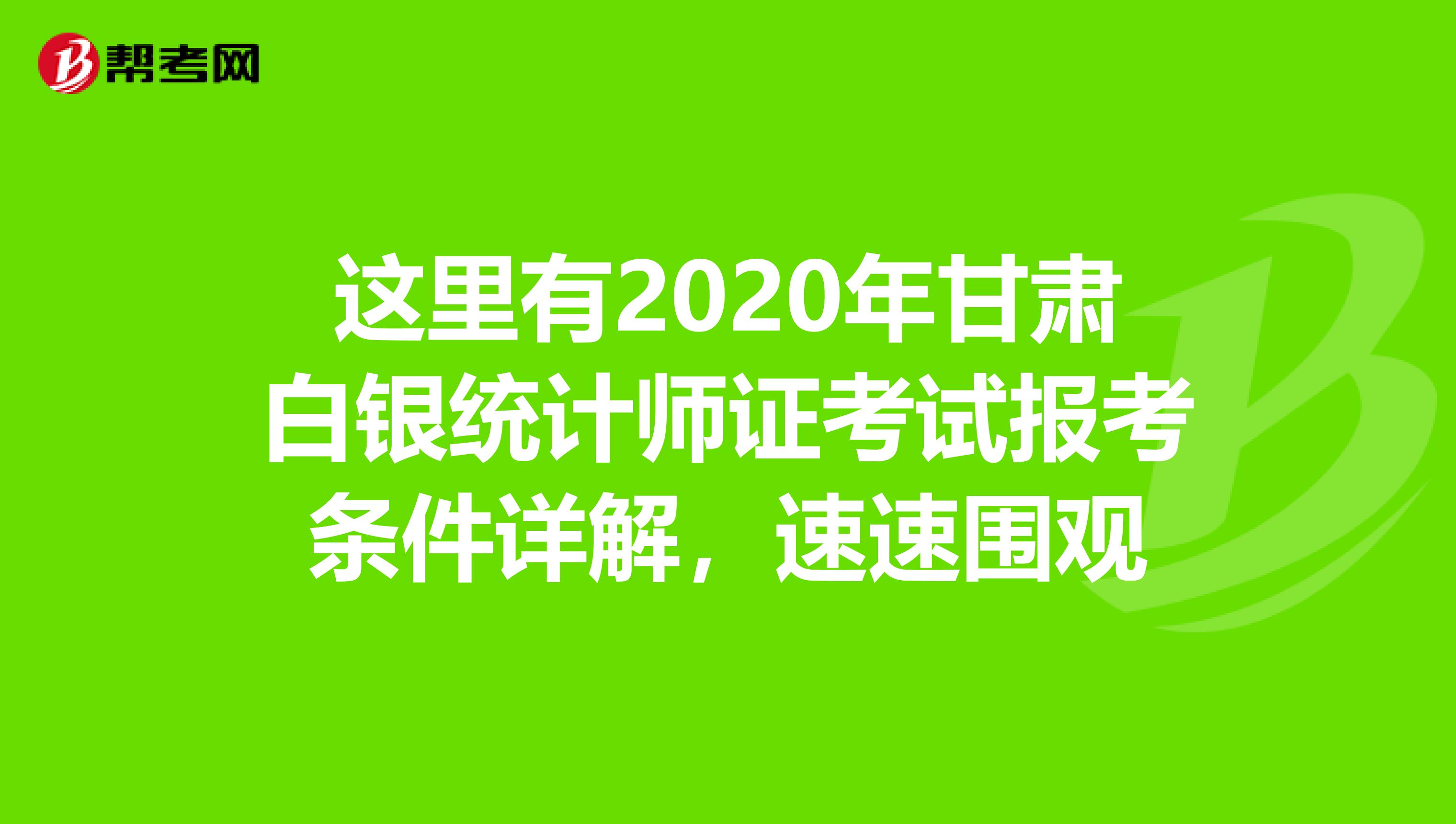 这里有2020年甘肃白银统计师证考试报考条件详解，速速围观