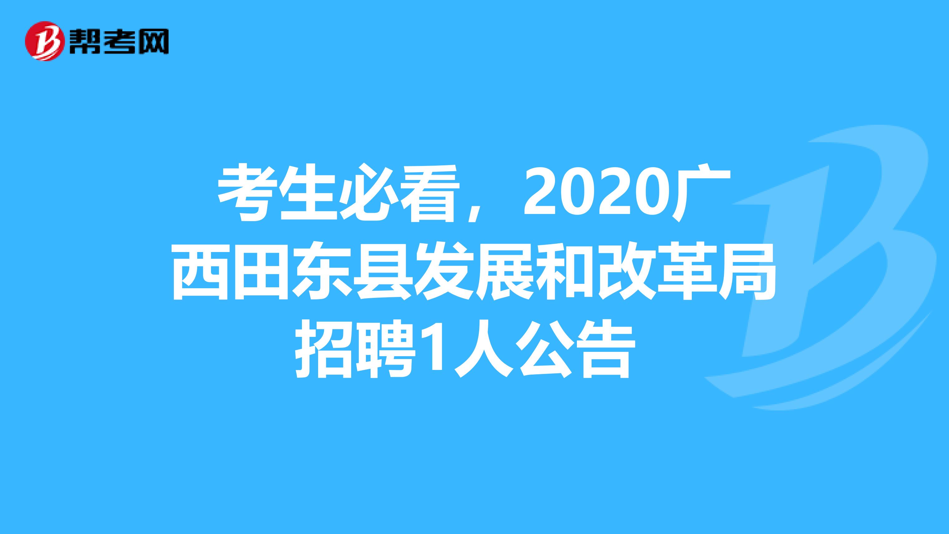 考生必看，2020广西田东县发展和改革局招聘1人公告 