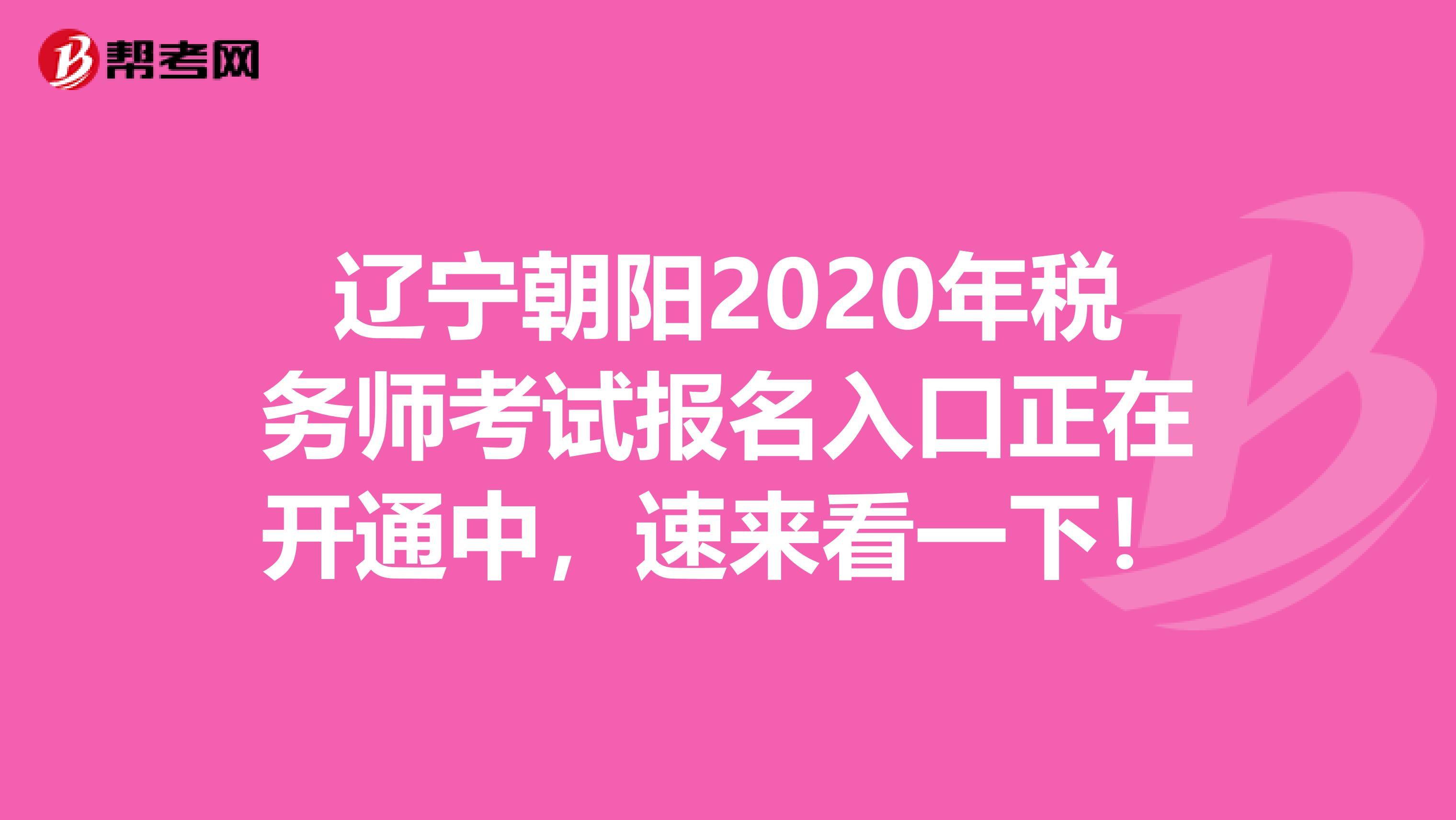 辽宁朝阳2020年税务师考试报名入口正在开通中，速来看一下！