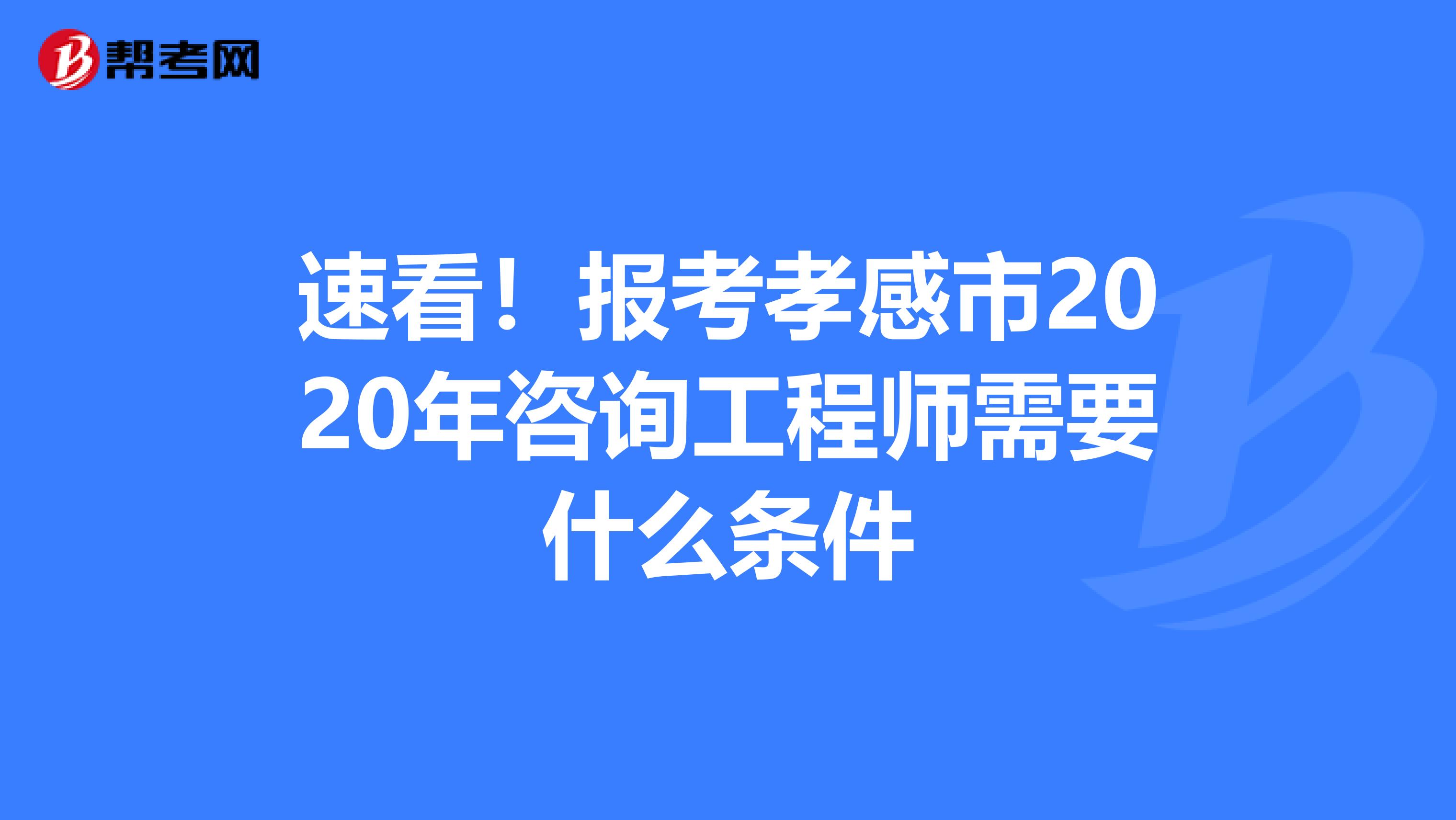 速看！报考孝感市2020年咨询工程师需要什么条件