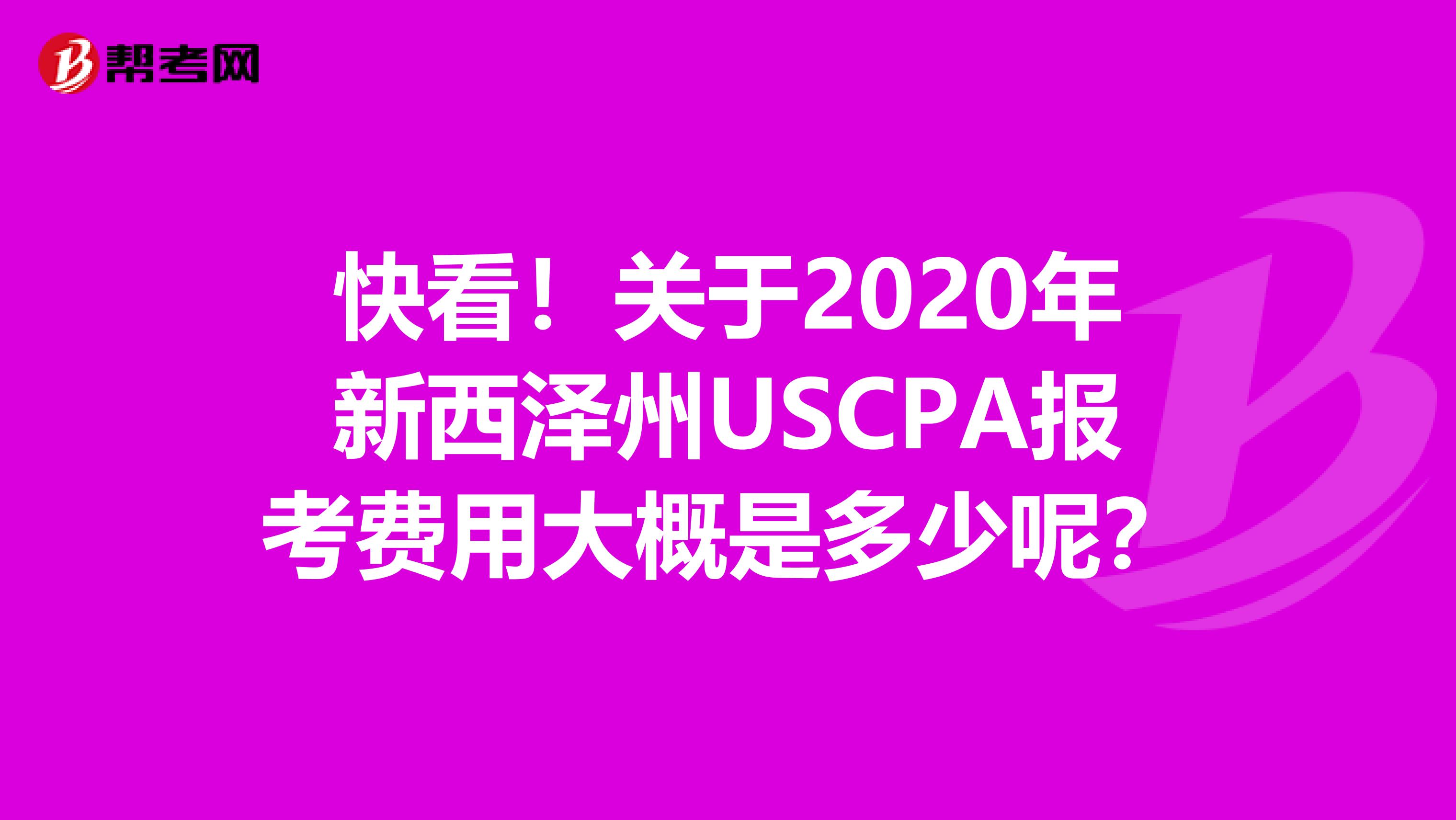 快看！关于2020年新西泽州USCPA报考费用大概是多少呢？