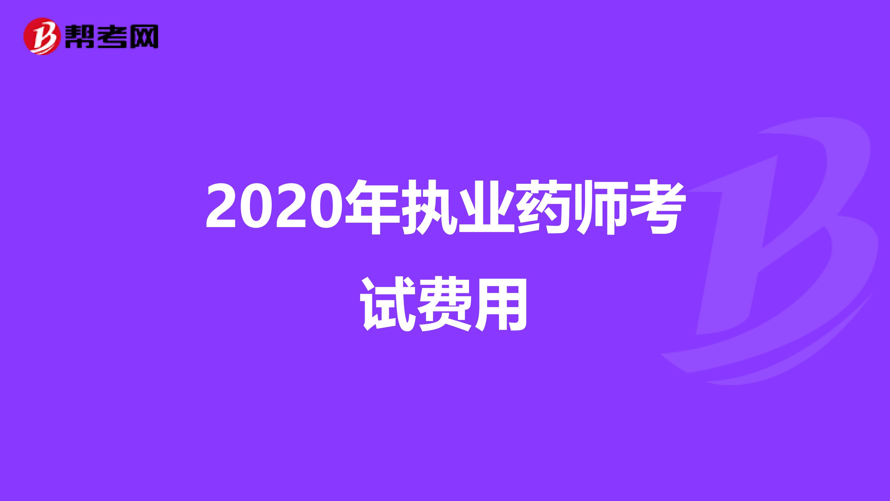 2020年执业药师考试费用