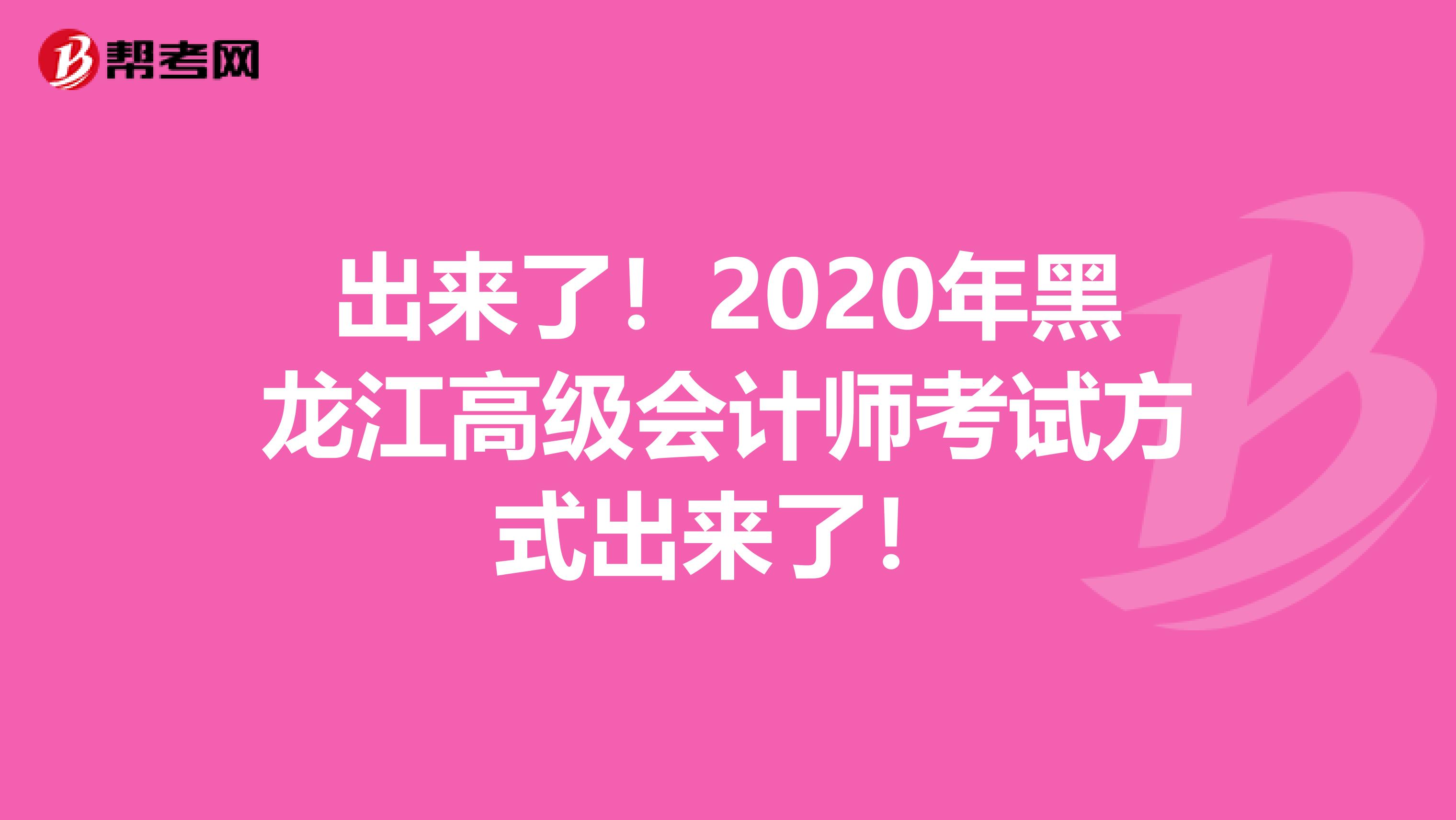 出来了！2020年黑龙江高级会计师考试方式出来了！