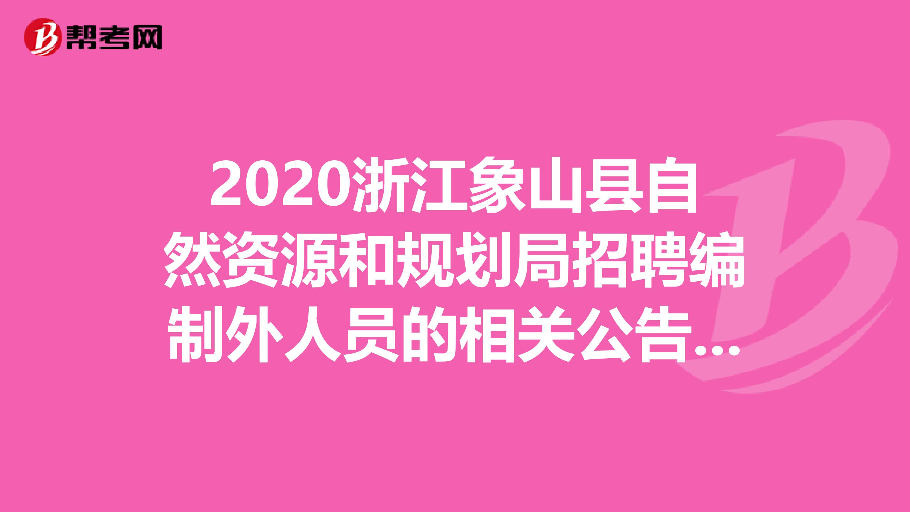 2020浙江象山县自然资源和规划局招聘编制外人员的相关公告，速看