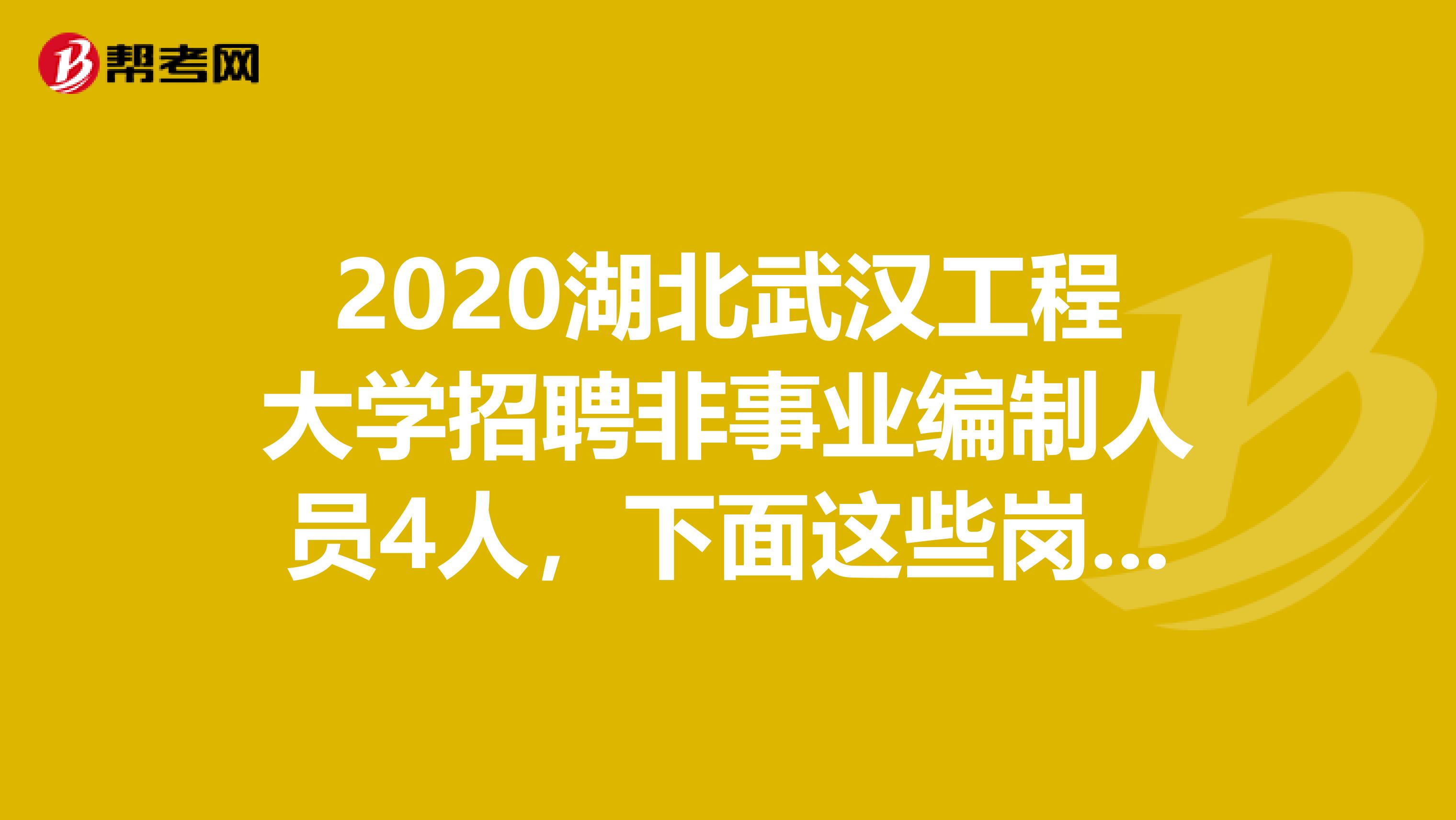 2020湖北武汉工程大学招聘非事业编制人员4人，下面这些岗位你心动吗？