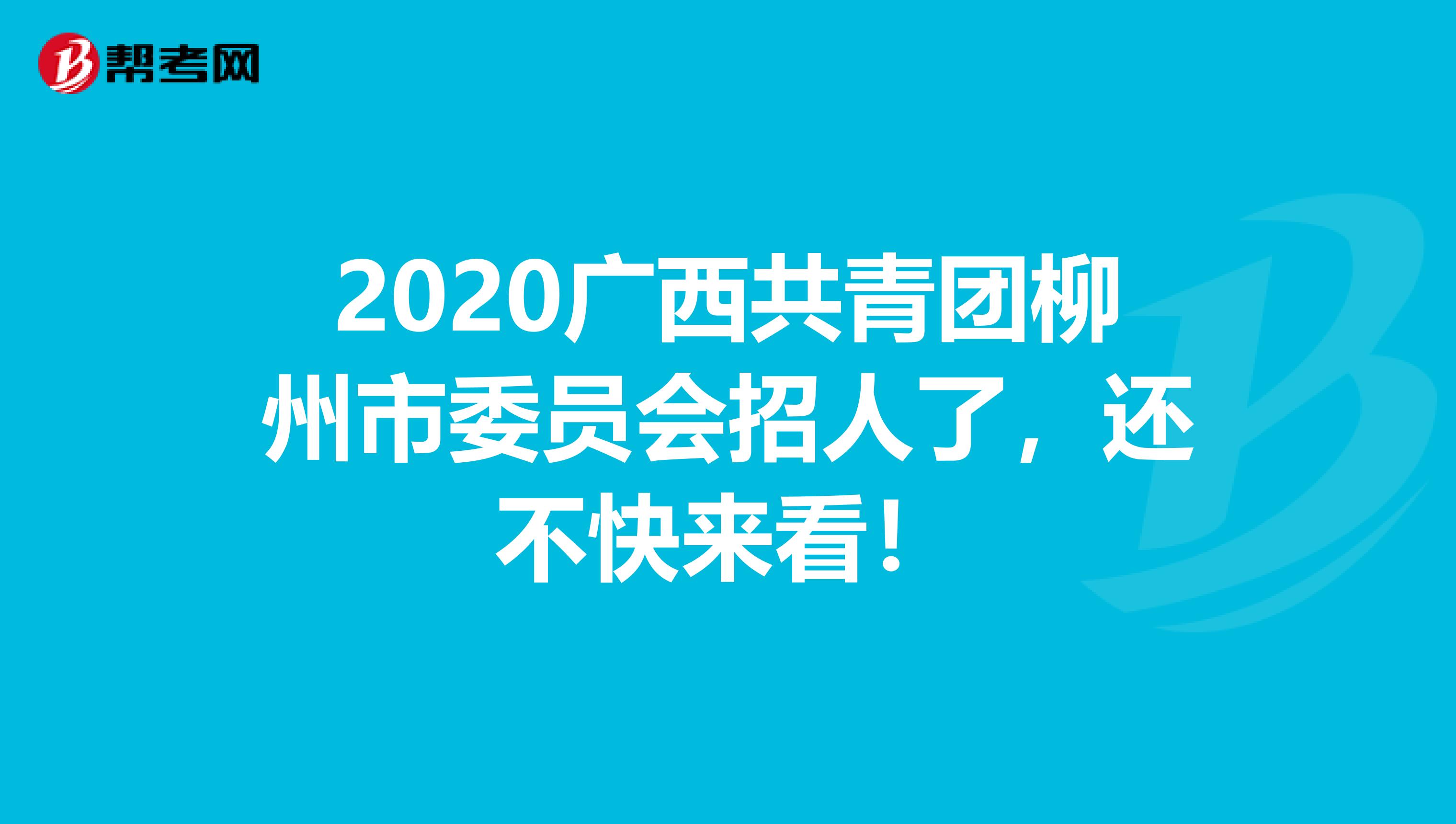 2020广西共青团柳州市委员会招人了，还不快来看！