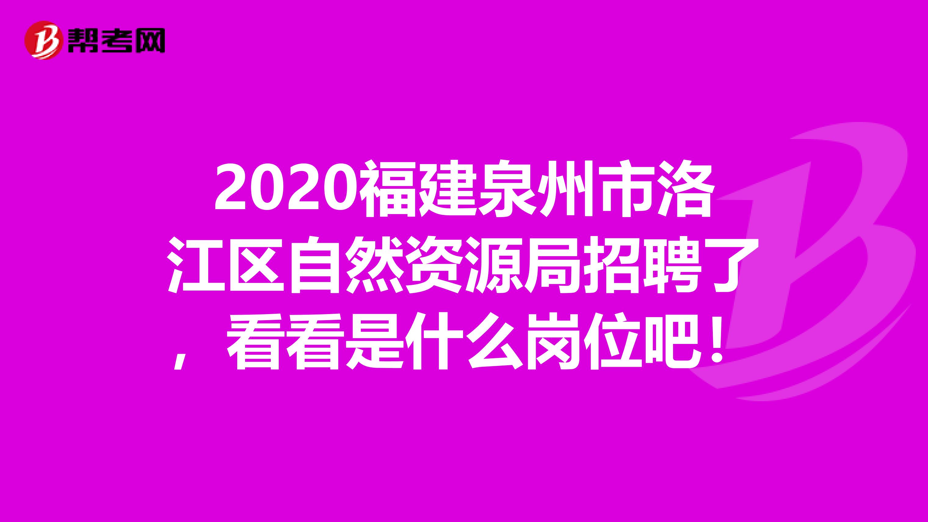 2020福建泉州市洛江区自然资源局招聘了，看看是什么岗位吧！