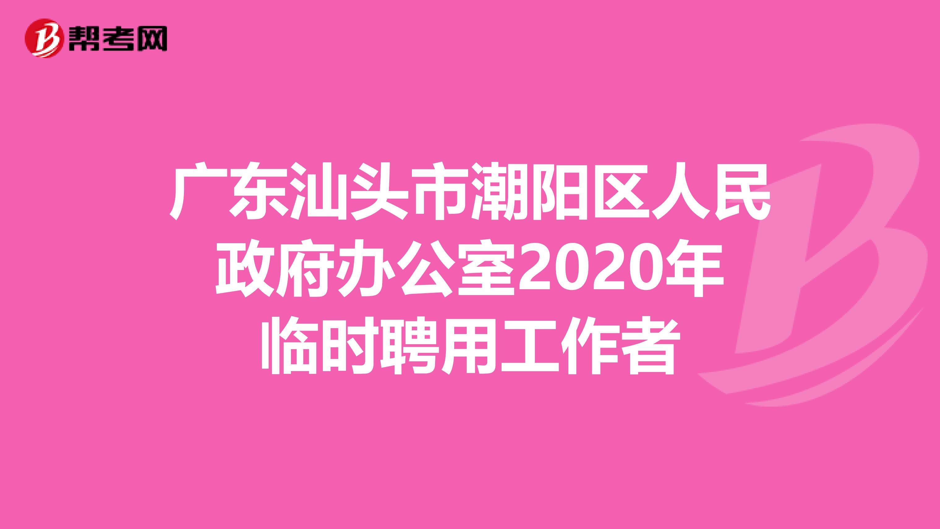广东汕头市潮阳区人民政府办公室2020年临时聘用工作者