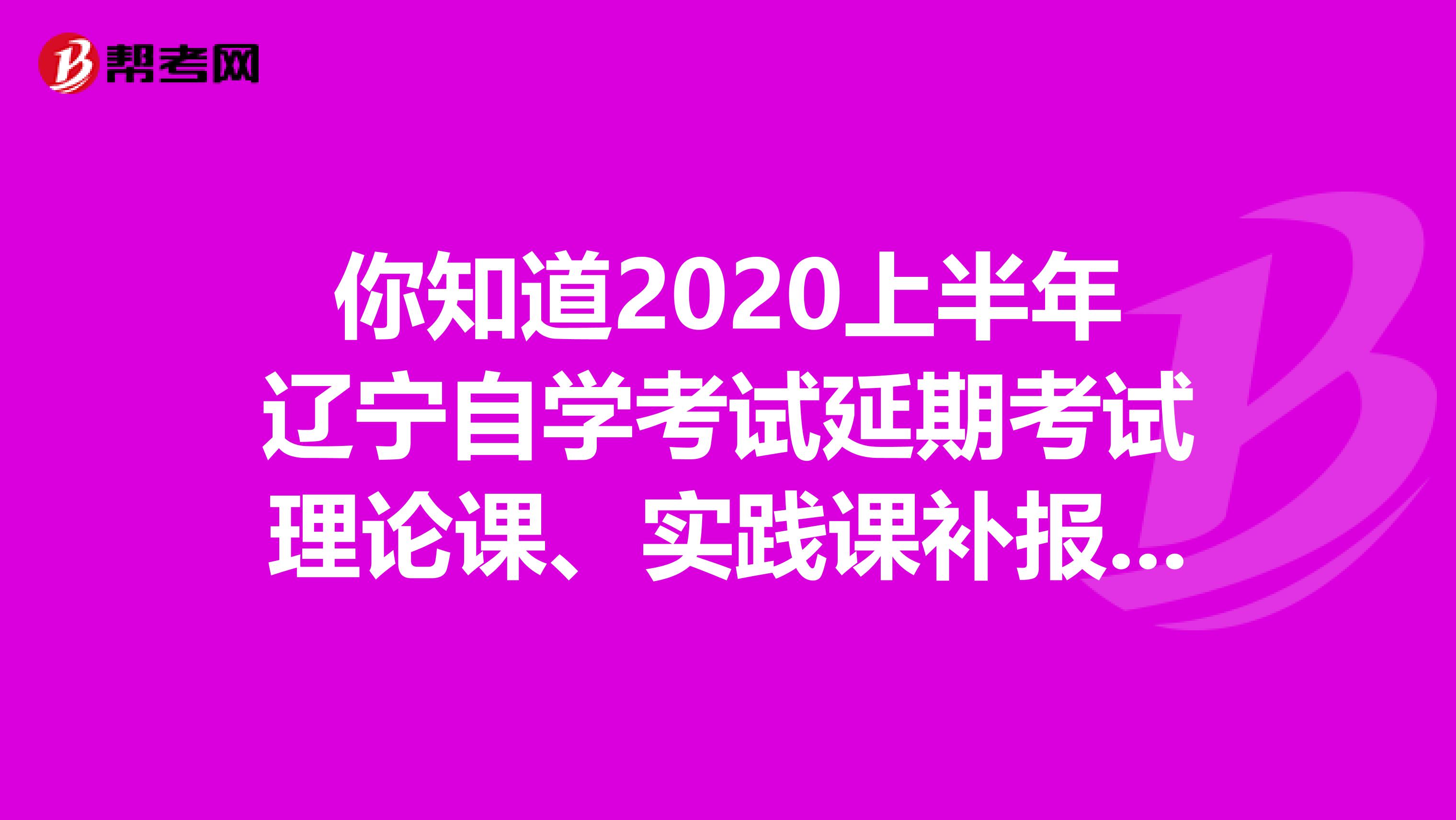 你知道2020上半年辽宁自学考试延期考试理论课、实践课补报名吗？