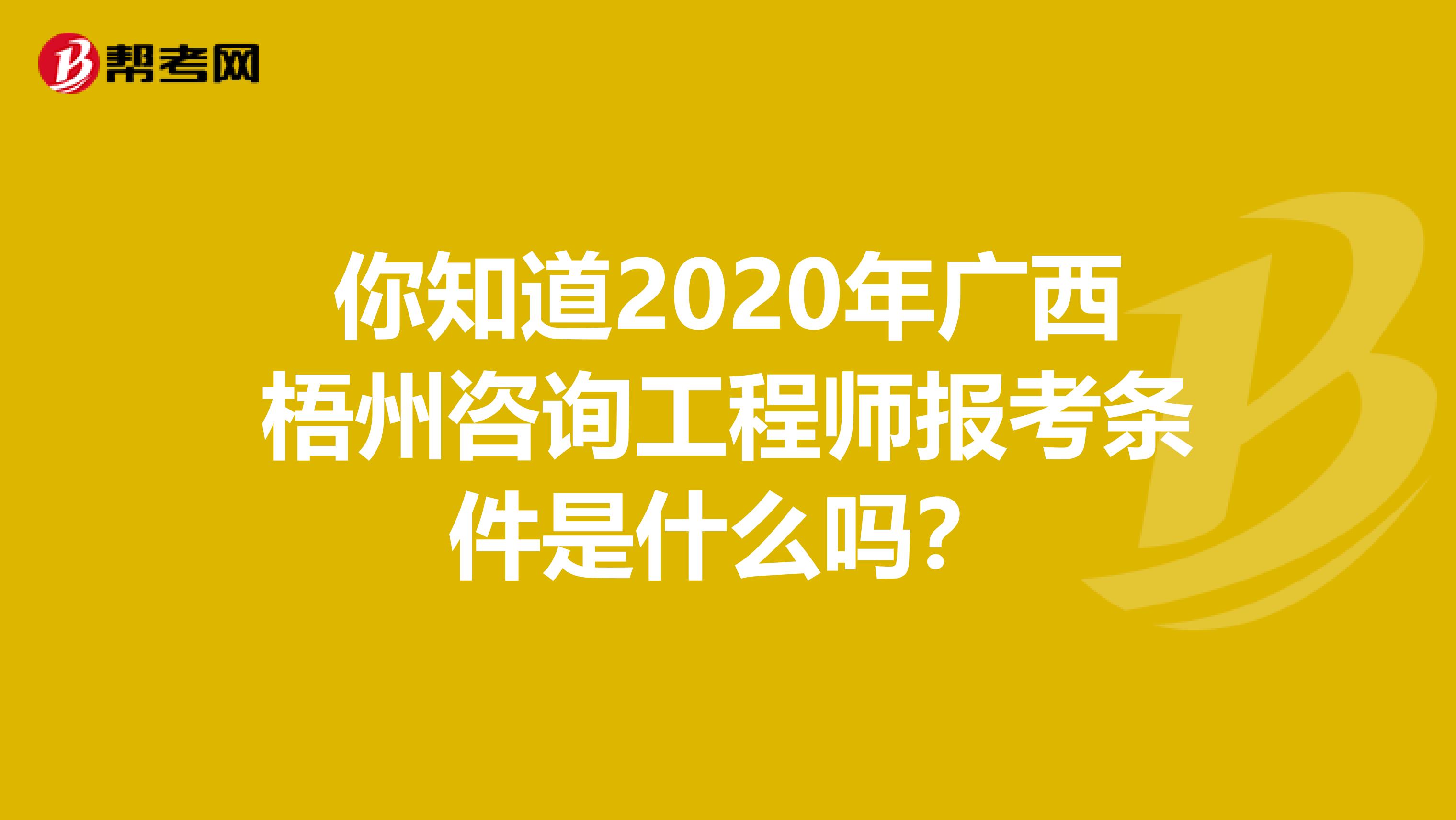 你知道2020年广西梧州咨询工程师报考条件是什么吗？