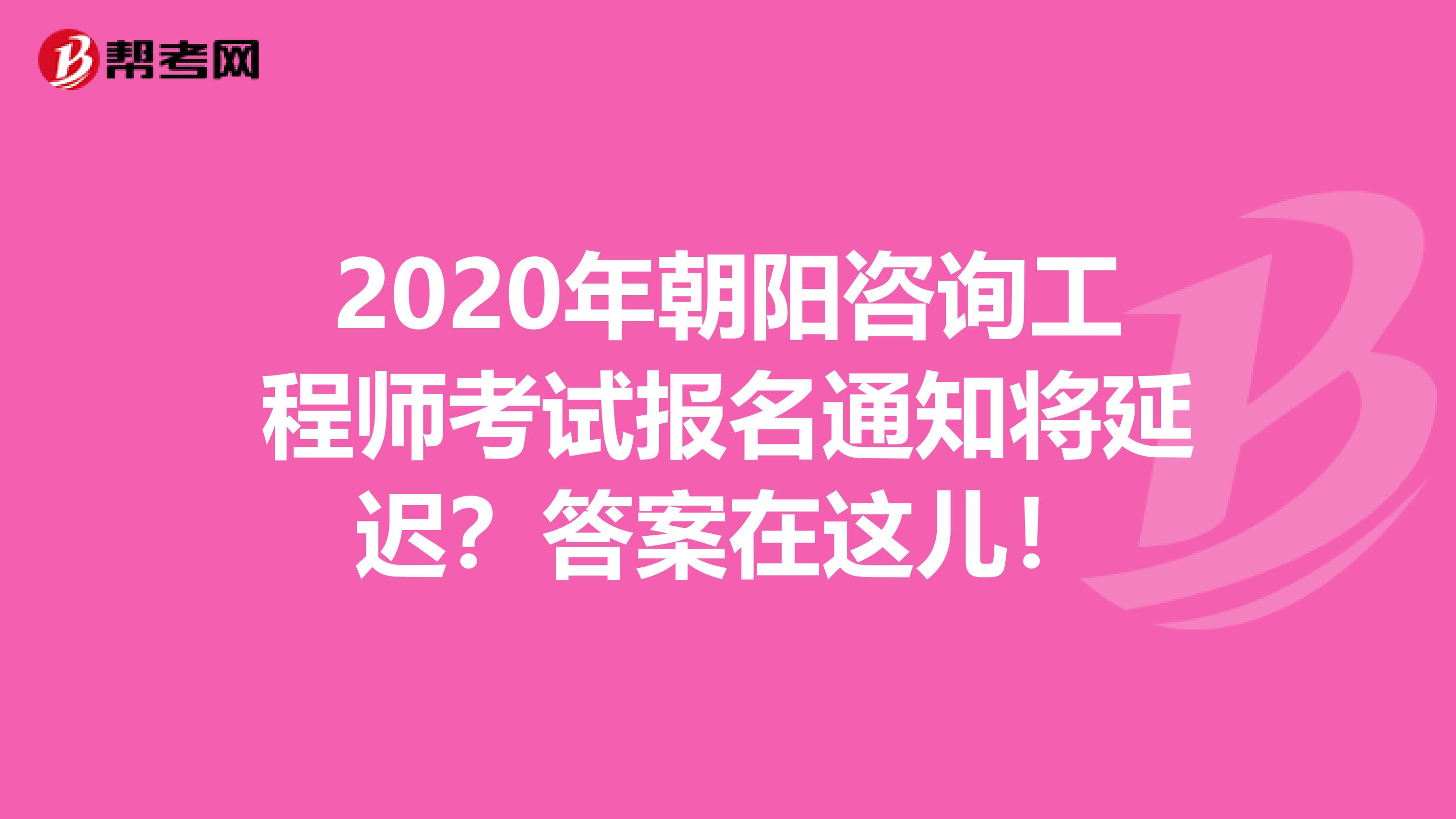 2020年朝阳咨询工程师考试报名通知将延迟？答案在这儿！