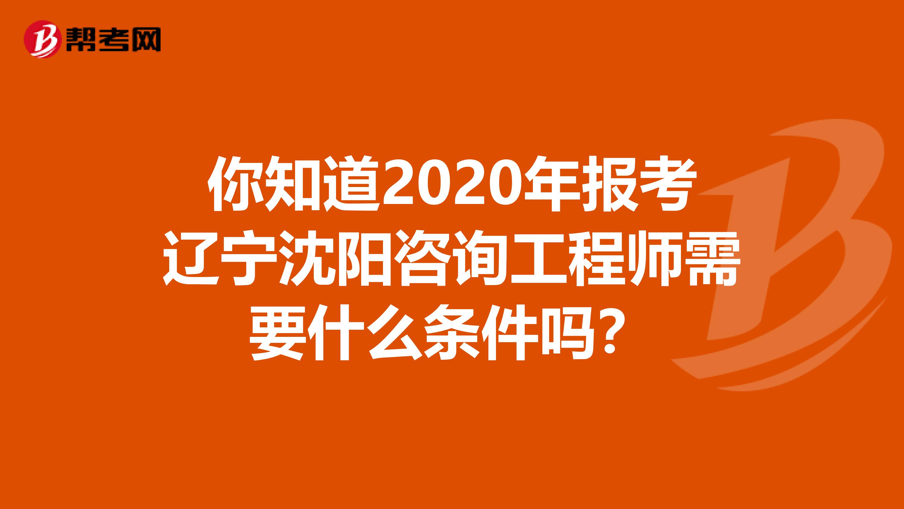 你知道2020年报考辽宁沈阳咨询工程师需要什么条件吗？