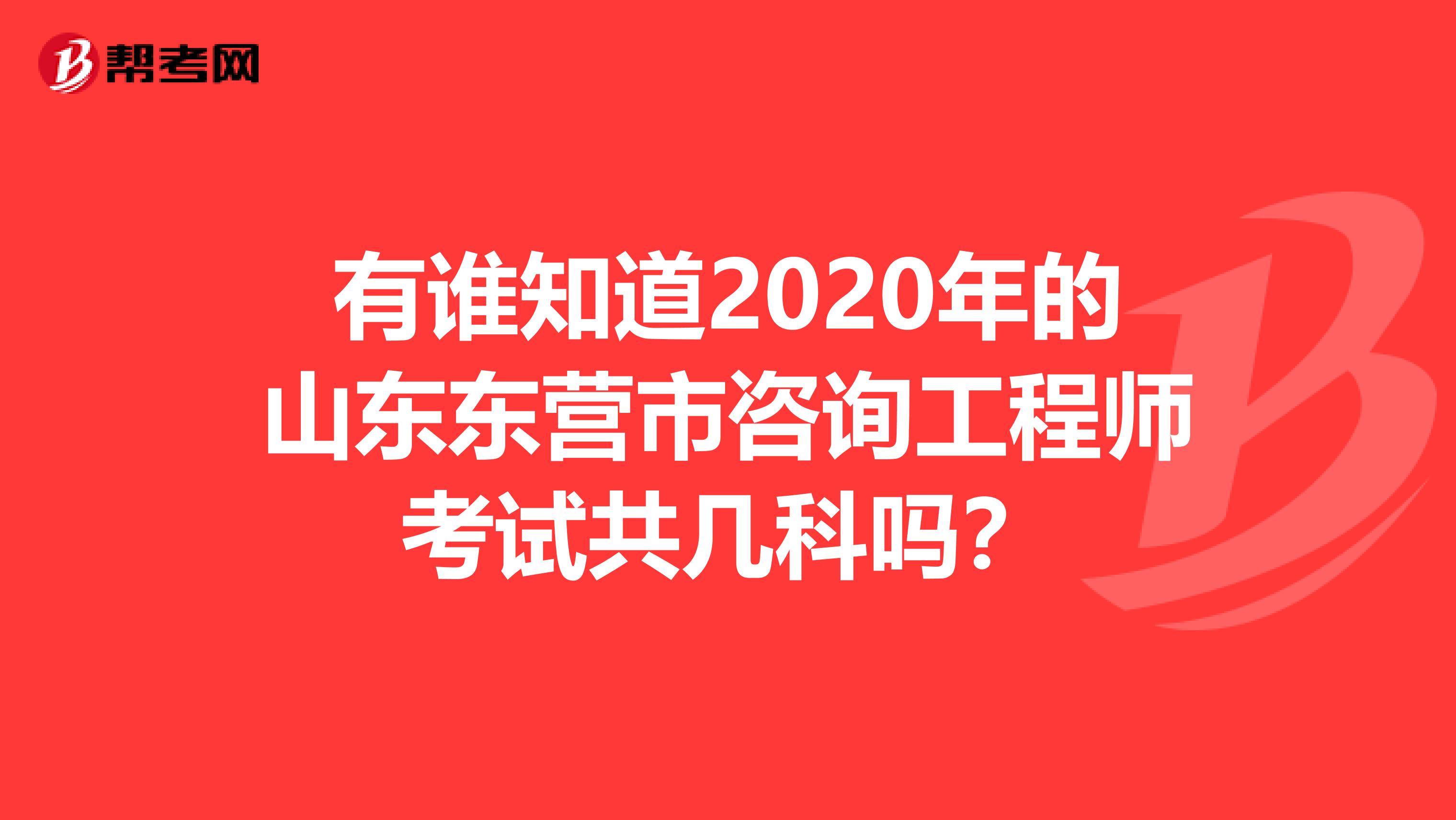 有谁知道2020年的山东东营市咨询工程师考试共几科吗？