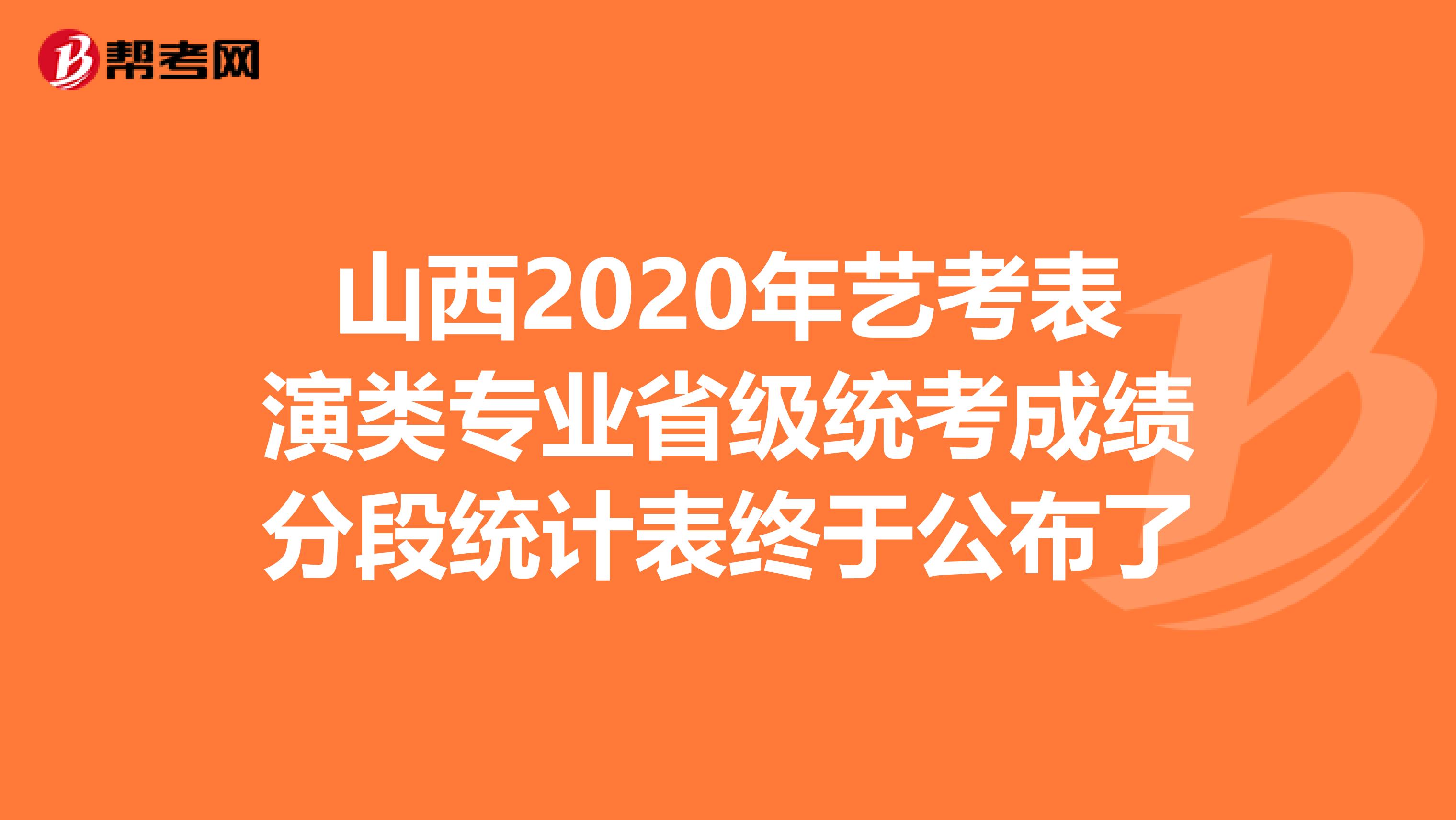 山西2020年艺考表演类专业省级统考成绩分段统计表终于公布了